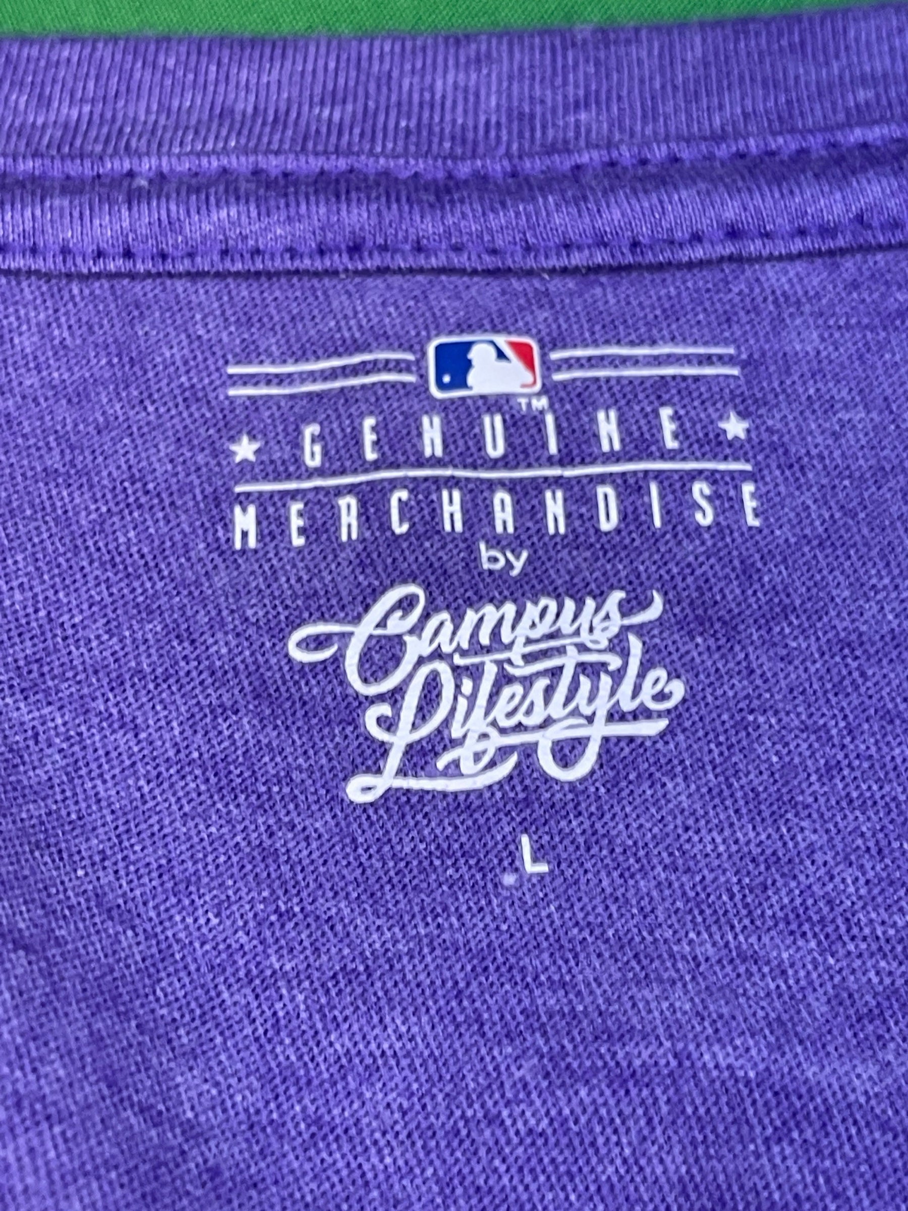 MLB Colorado Rockies Purple V-neck T-Shirt Women's Large