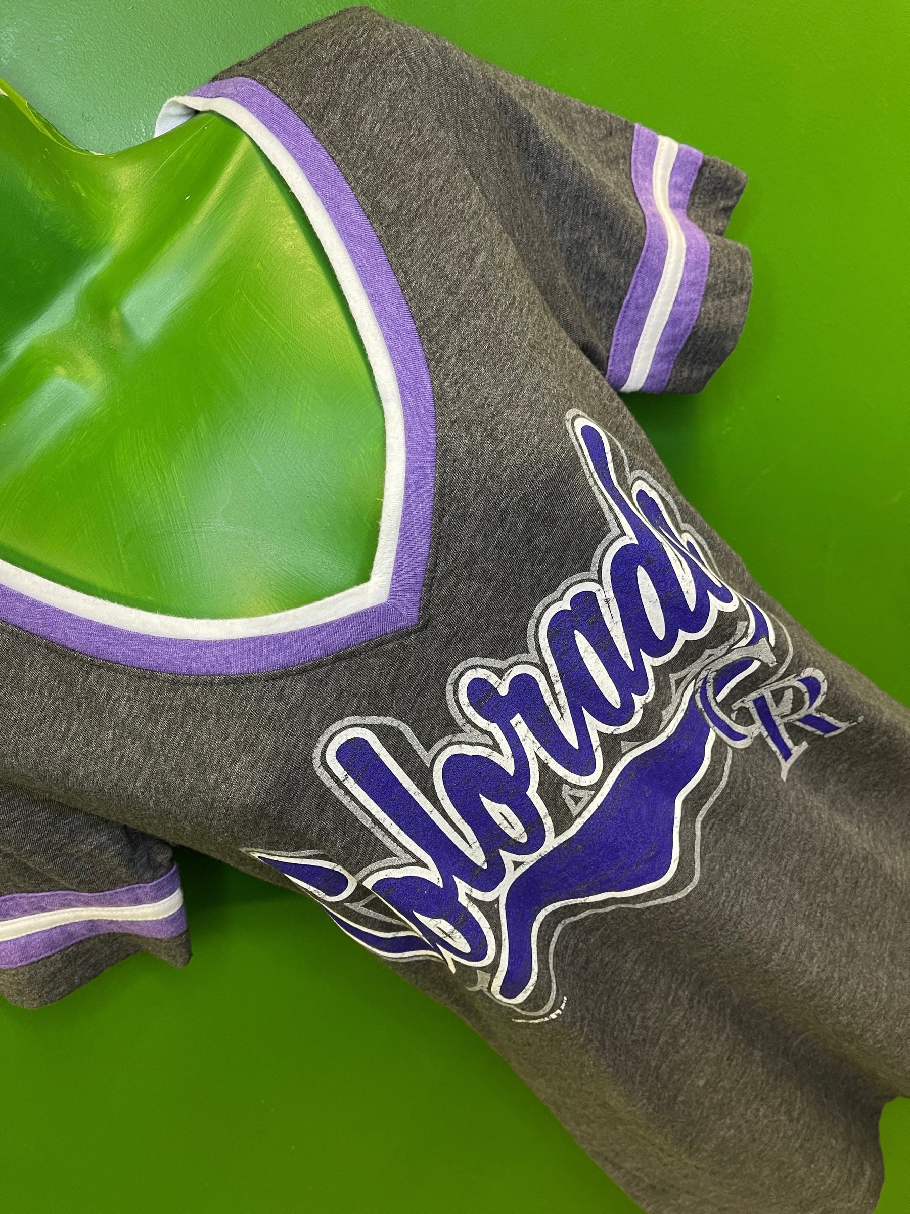 MLB Colorado Rockies Heathered Grey V-Neck T-Shirt Women's Small