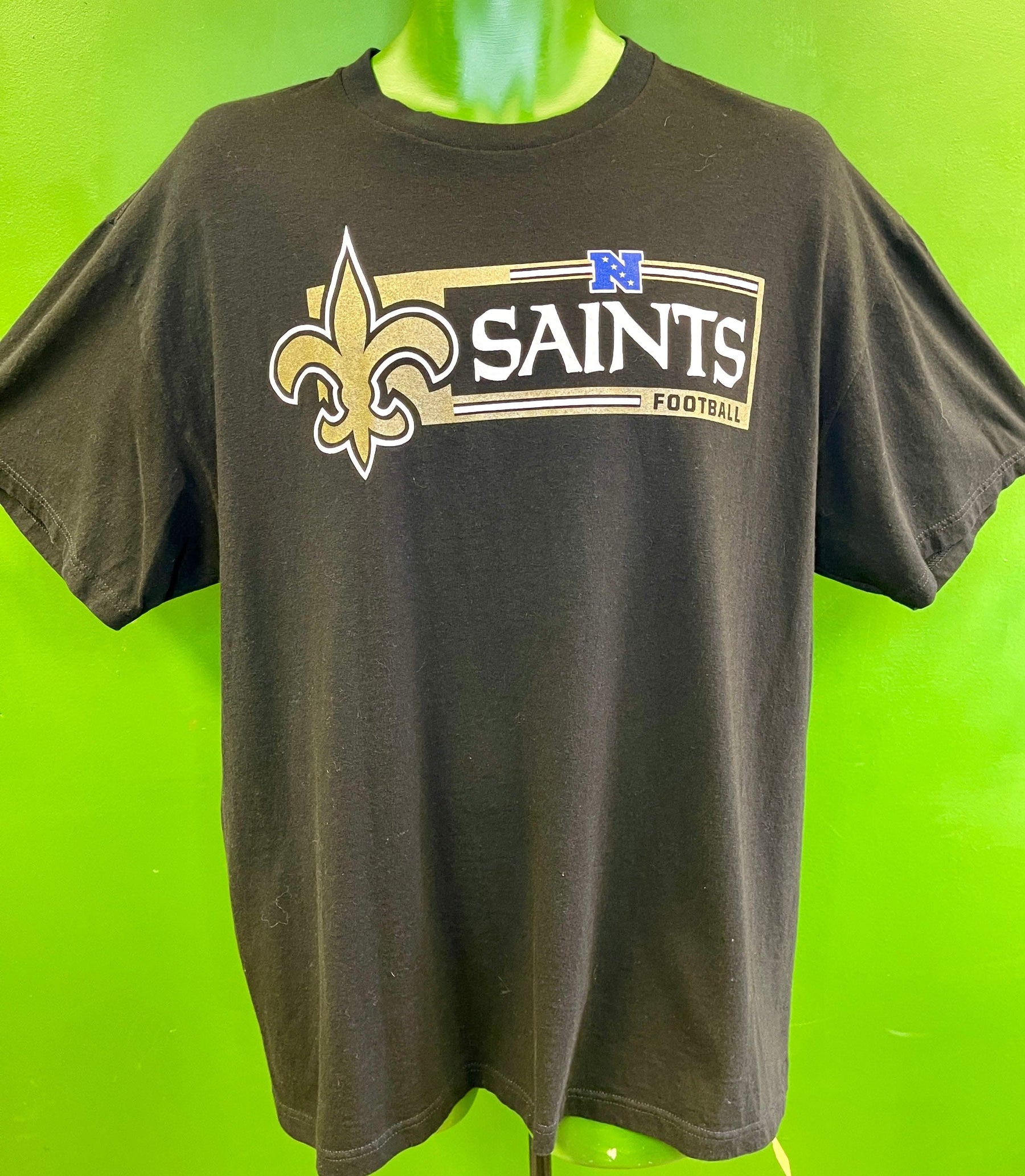 NFL New Orleans Saints Black 100% Cotton T-Shirt Men's X-Large