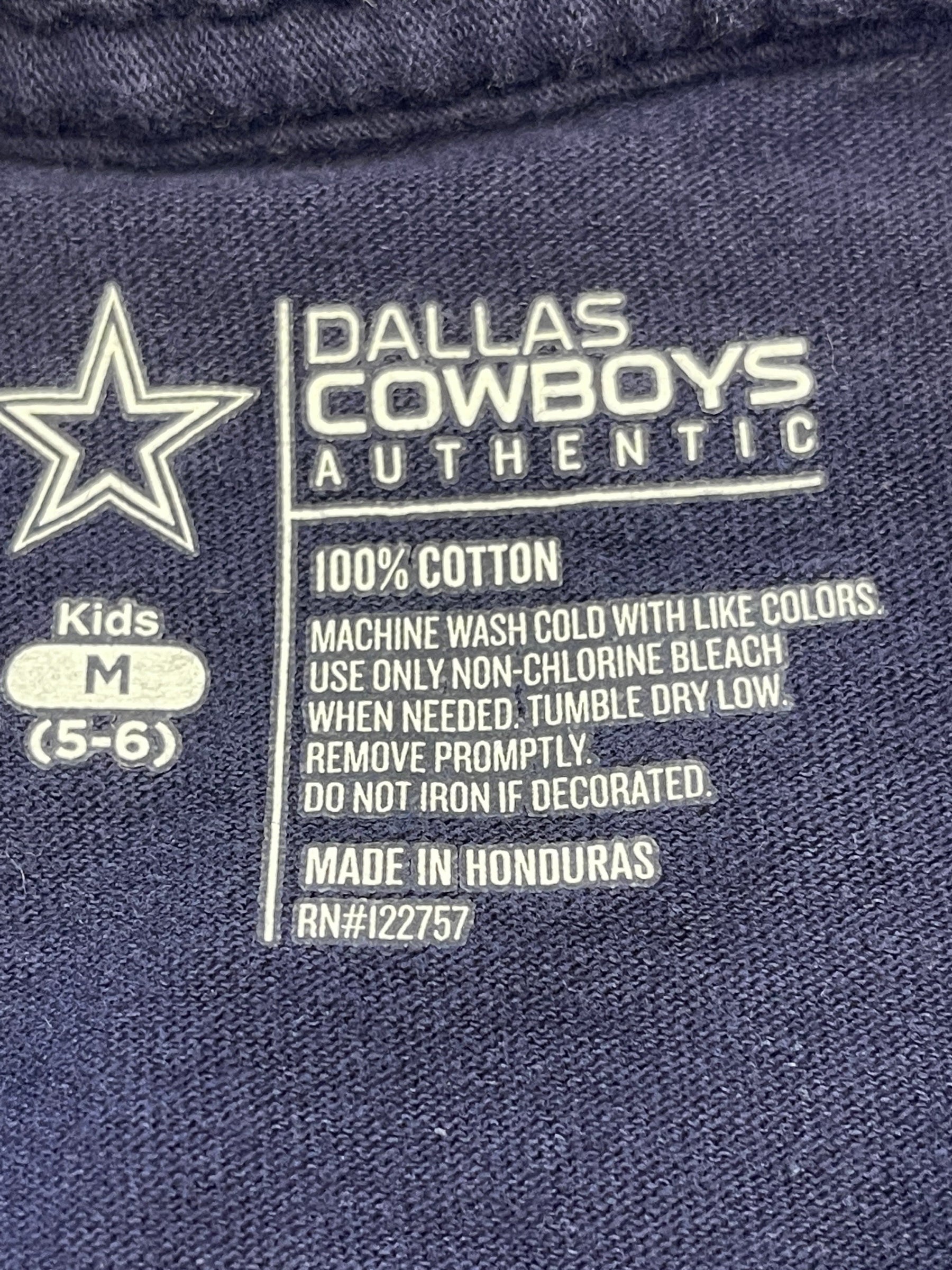 NFL Dallas Cowboys Dark Blue 100% Cotton T-Shirt Youth Small 5-6