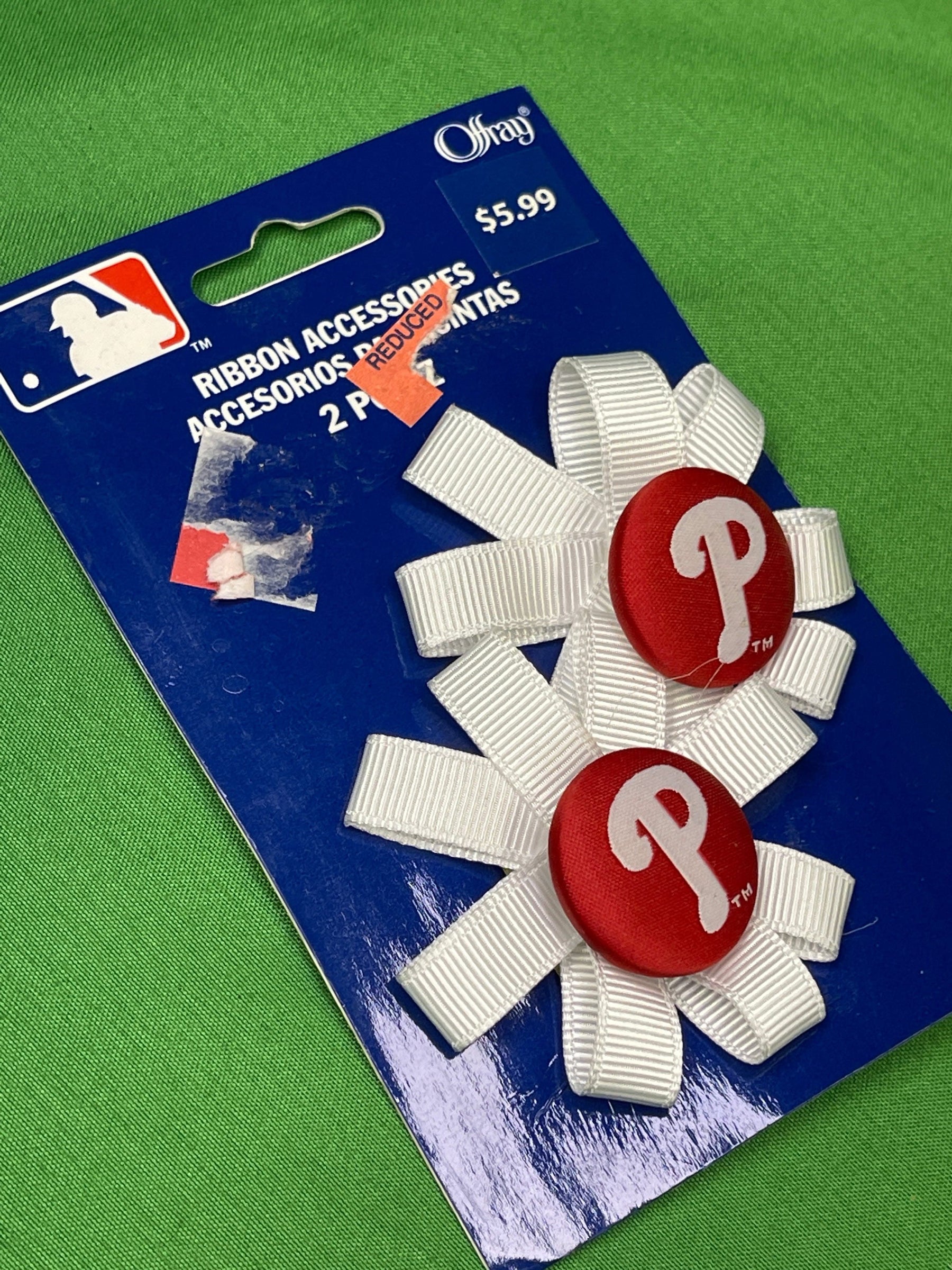 MLB Philadelphia Phillies Ribbon Bow Accessories Licensed NWT