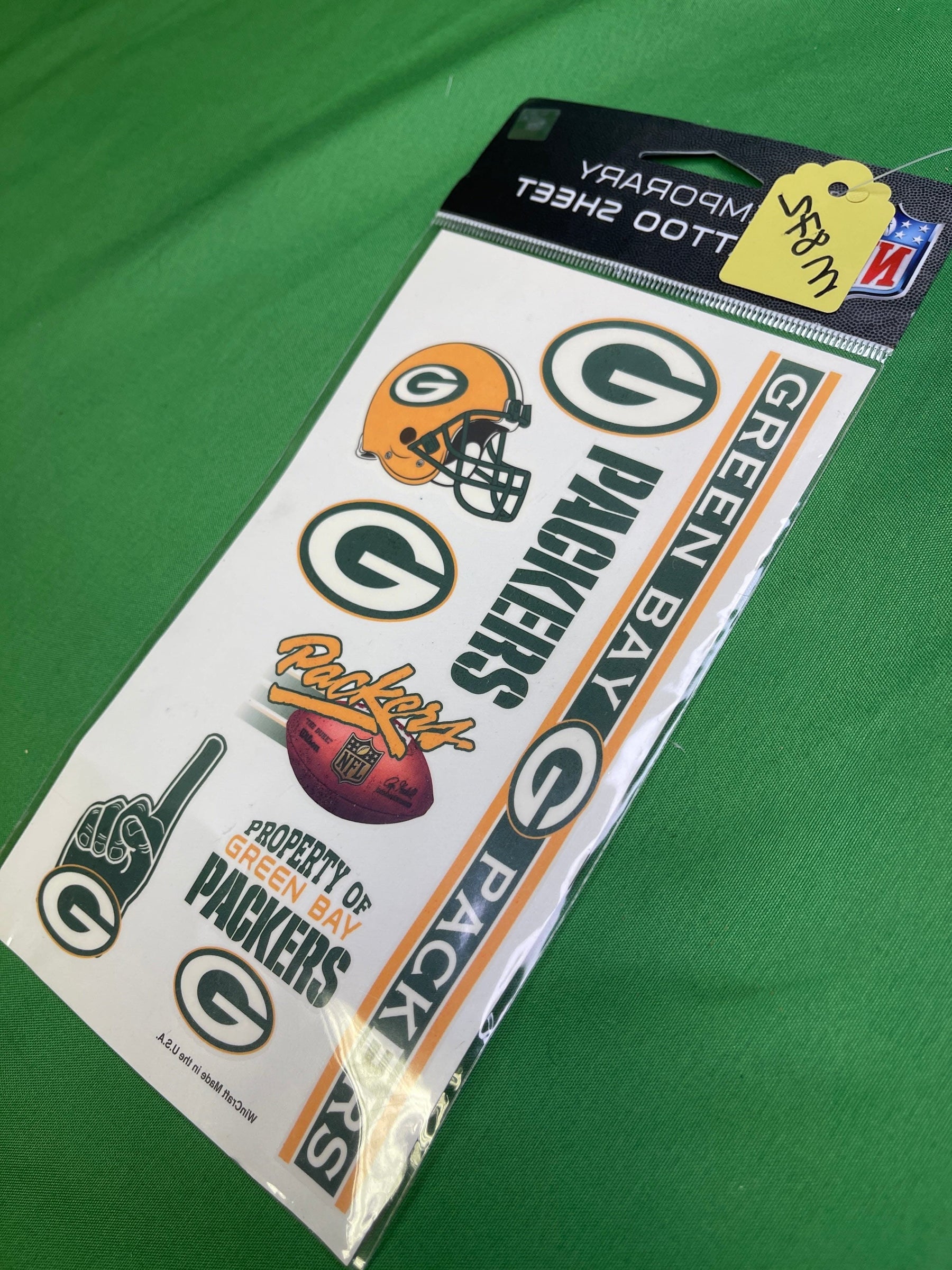NFL Green Bay Packers Temporary Tattoo Sheet NWT