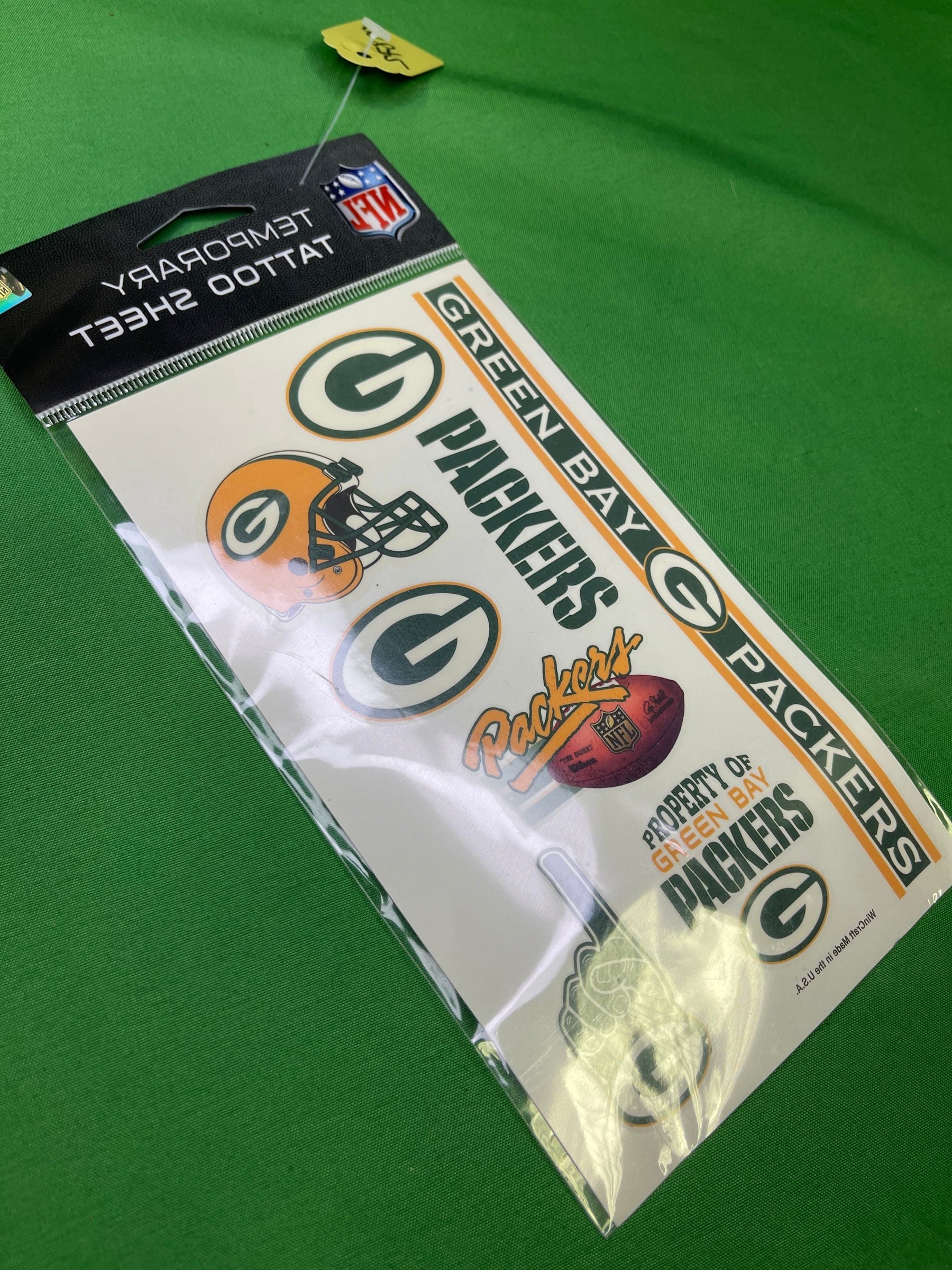 NFL Green Bay Packers Temporary Tattoo Sheet NWT