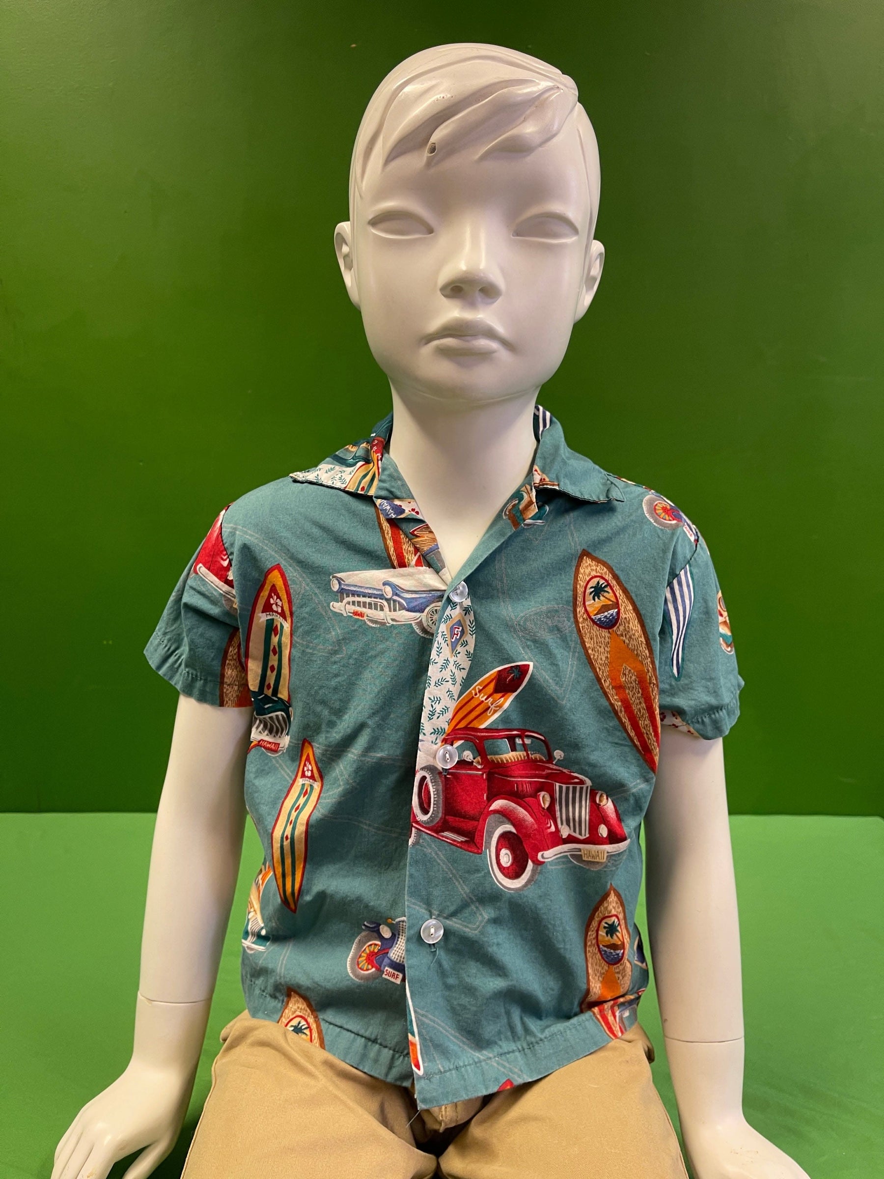 Made in Hawaii Surfing Print Hawaiian Aloha Shirt Youth X-Small 4