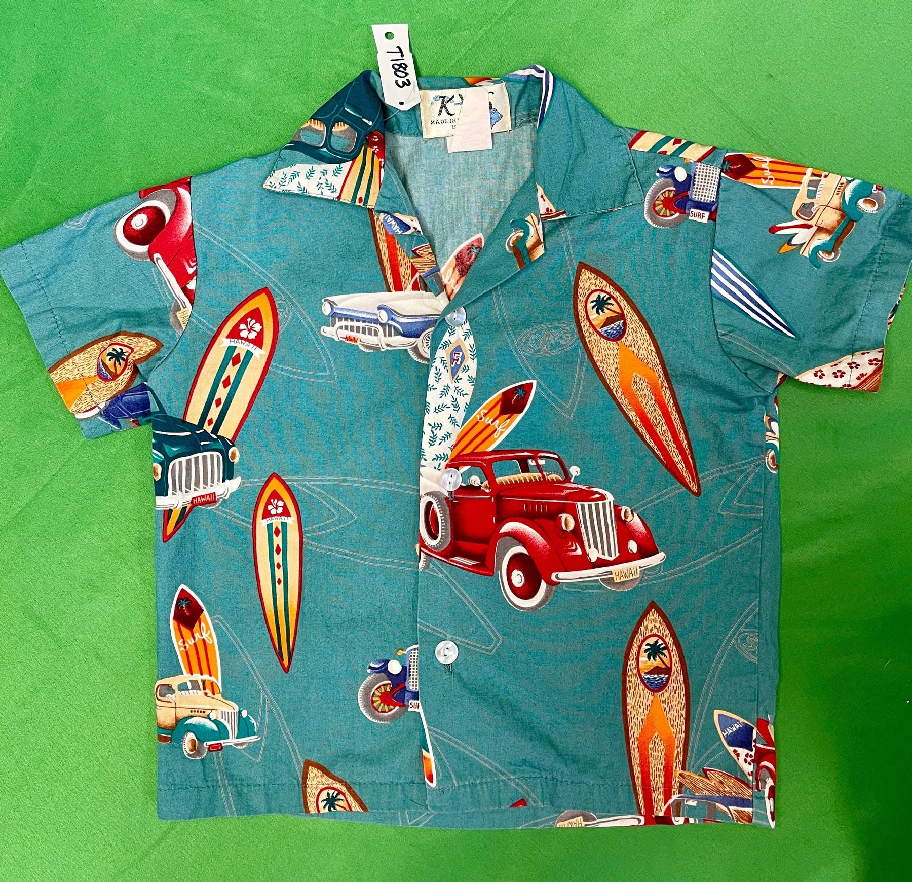 Made in Hawaii Surfing Print Hawaiian Aloha Shirt Youth X-Small 4