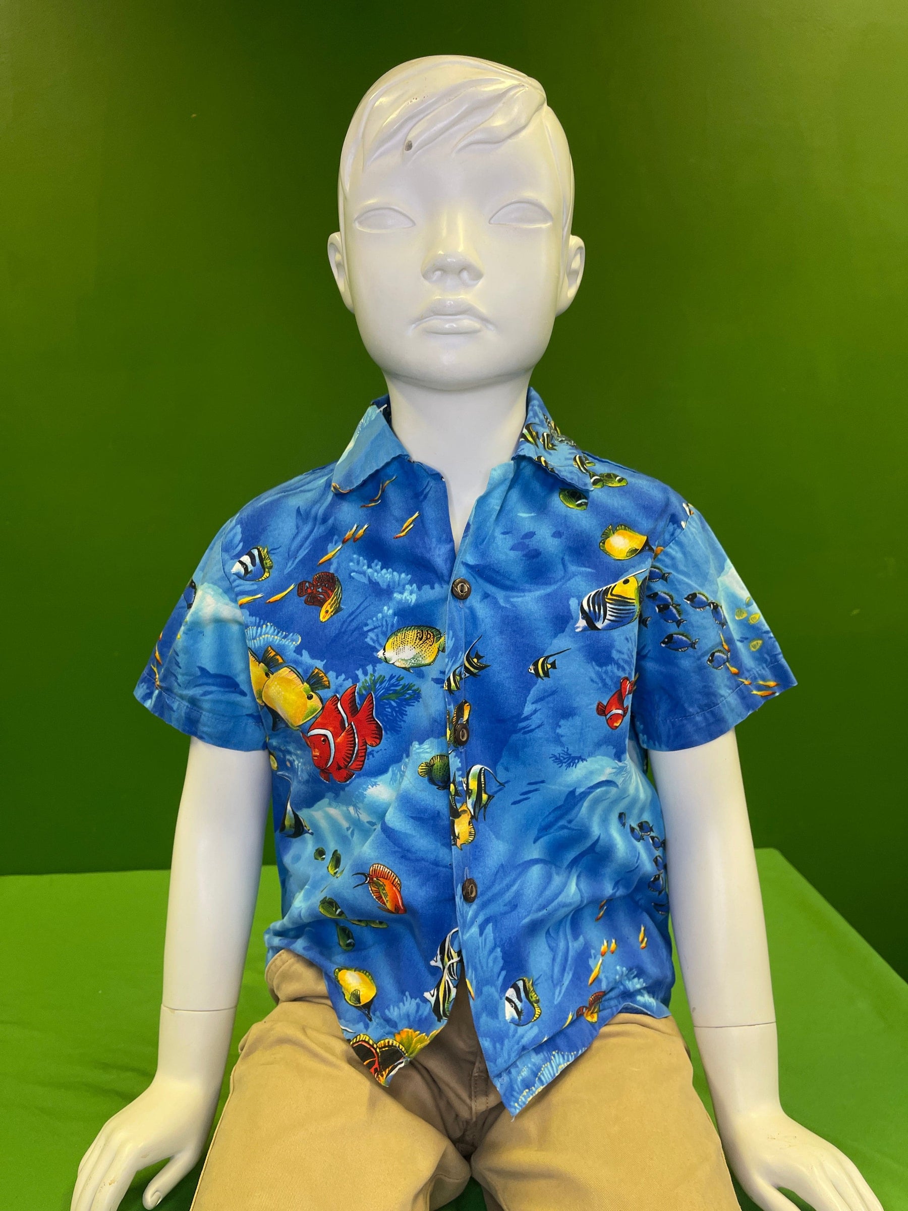 Made in Hawaii Tropical Fish Print Hawaiian Aloha Shirt Youth X-Small 4