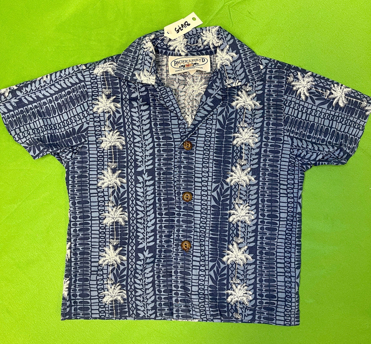 Made in Hawaii Blue Palm Tree Hawaiian Aloha Shirt Toddler 3T