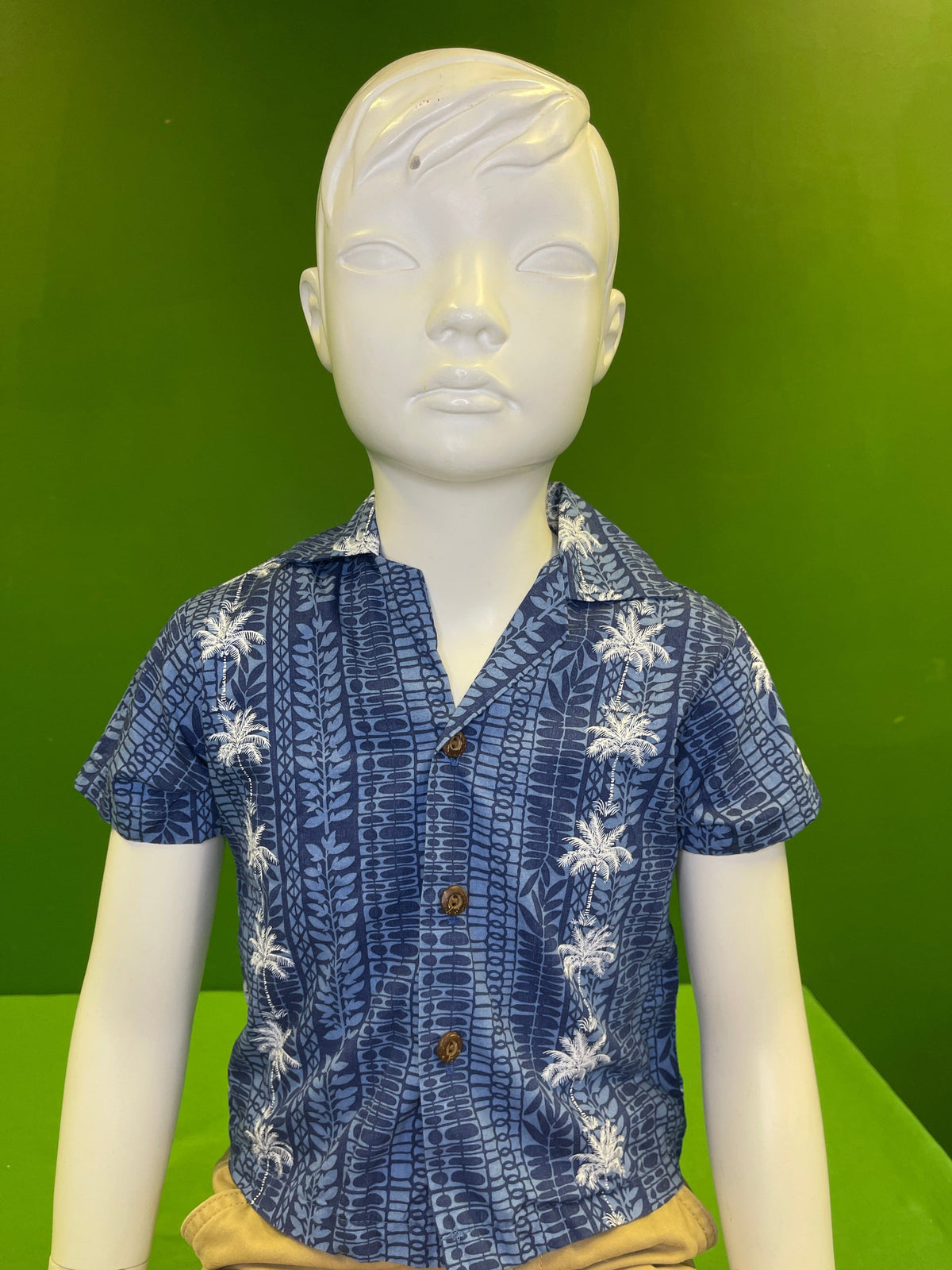 Made in Hawaii Blue Palm Tree Hawaiian Aloha Shirt Toddler 3T
