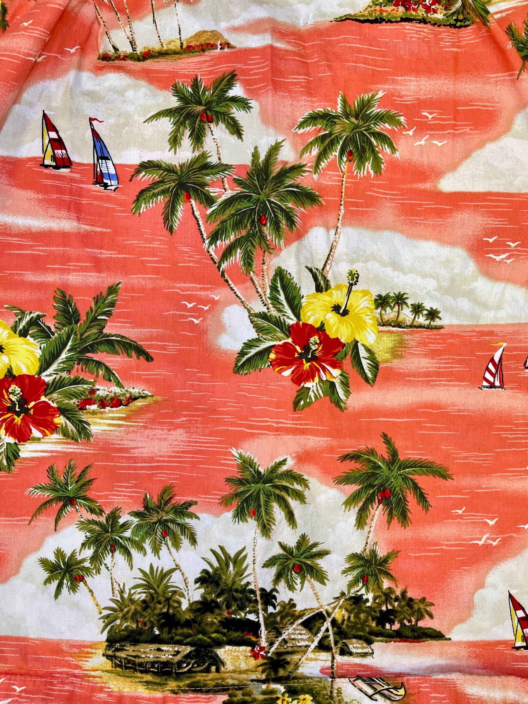 Made in Hawaii Orange Palm Tree Hawaiian Aloha Shirt Youth Medium 10
