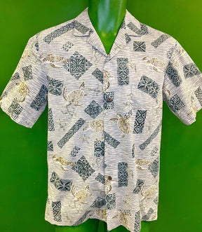 Made in Hawaii Brown Turtle Design Hawaiian Aloha Shirt Men's Small