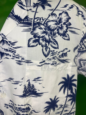 Made in Hawaii White Hawaiian Aloha Shirt Men's Large