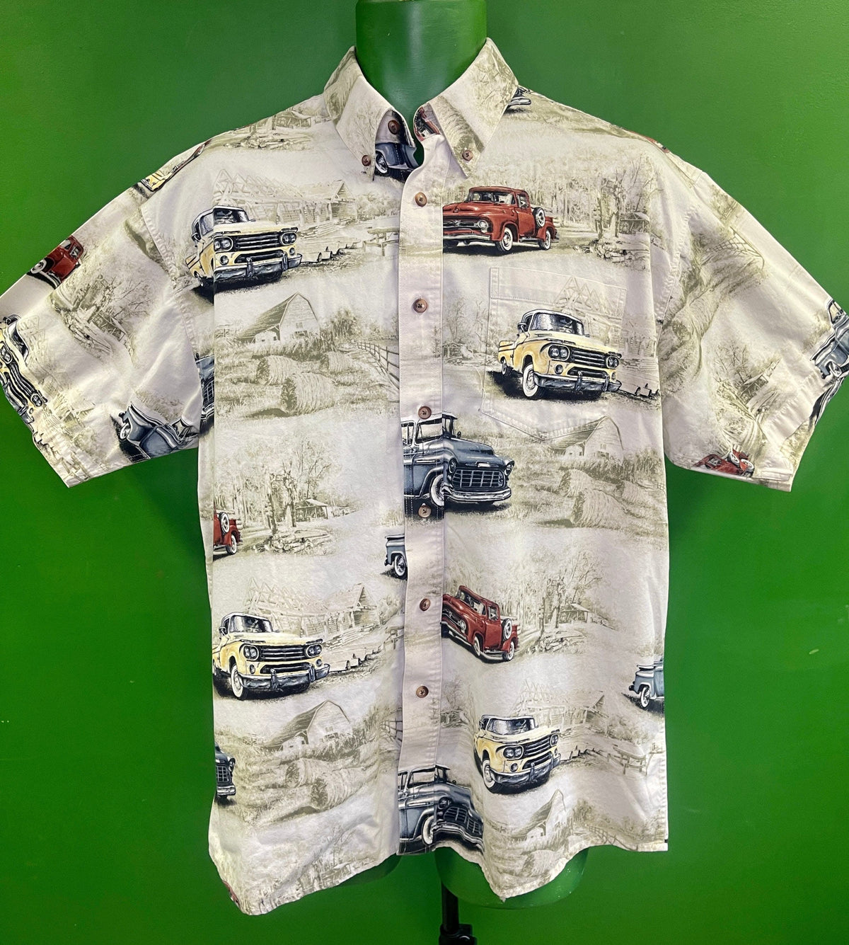 North River Clothing Classic American Trucks Printed Shirt Men's Large