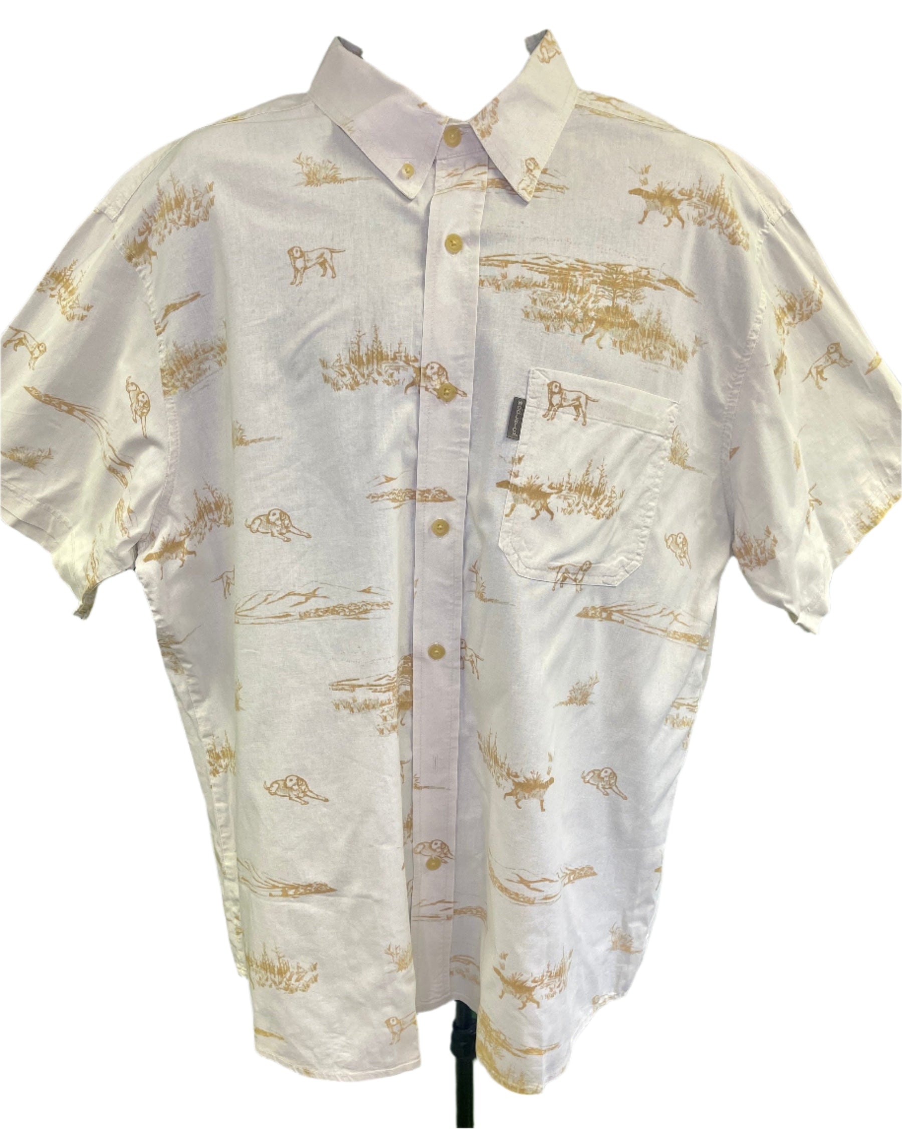 Woolrich Cream Hunting Dog Scenes Printed Shirt Men's X-Large