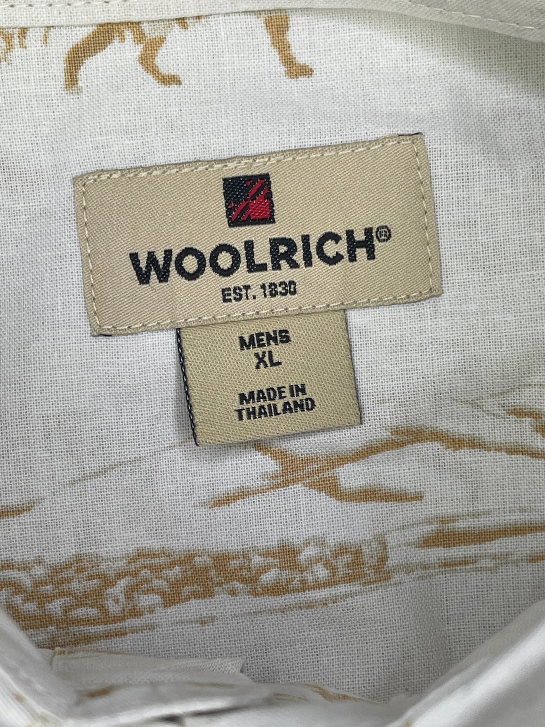 Woolrich Cream Hunting Dog Scenes Printed Shirt Men's X-Large