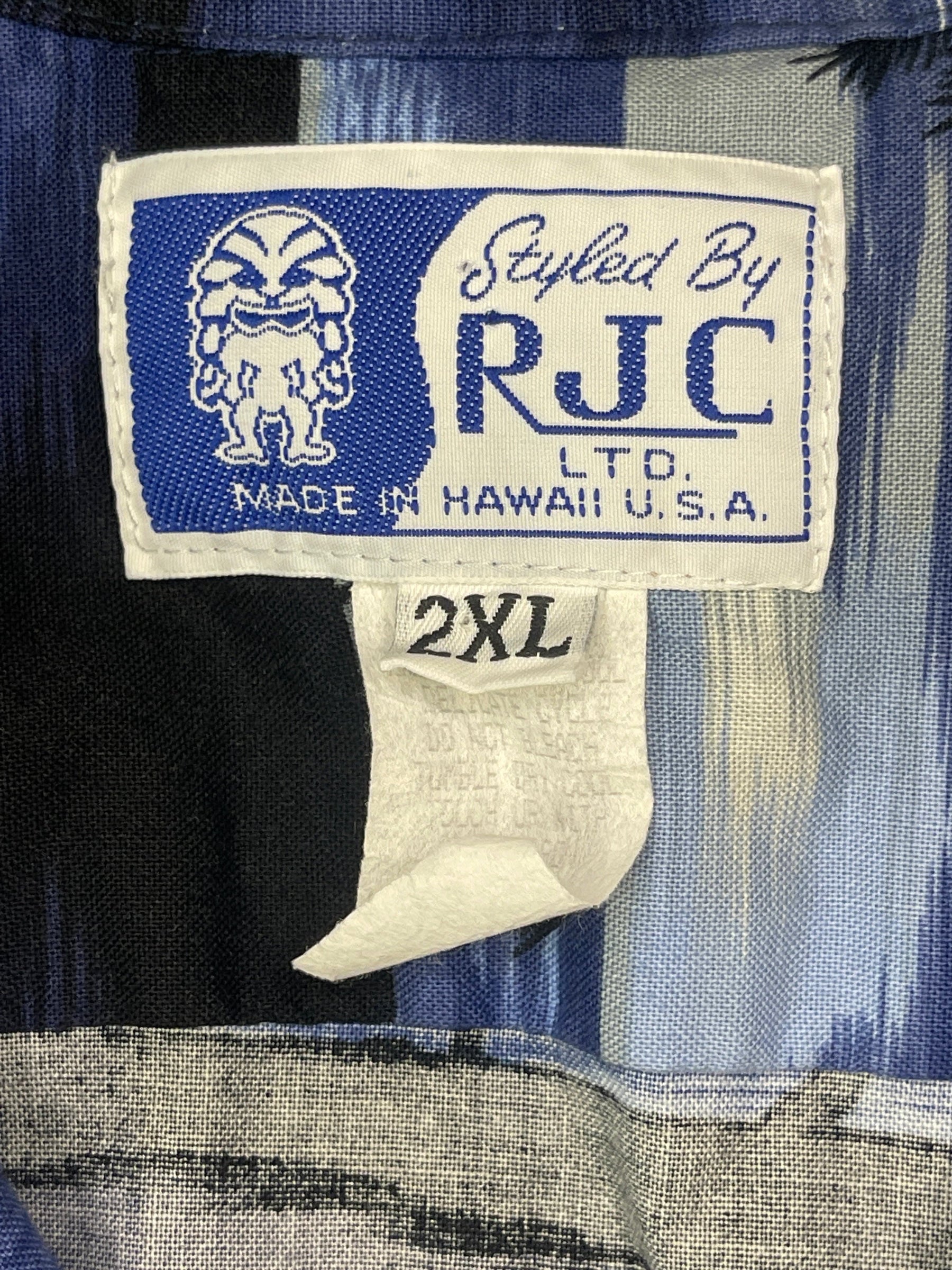 Made in Hawaii Blue Sunset Print Hawaiian Aloha Shirt Men's 2X-Large