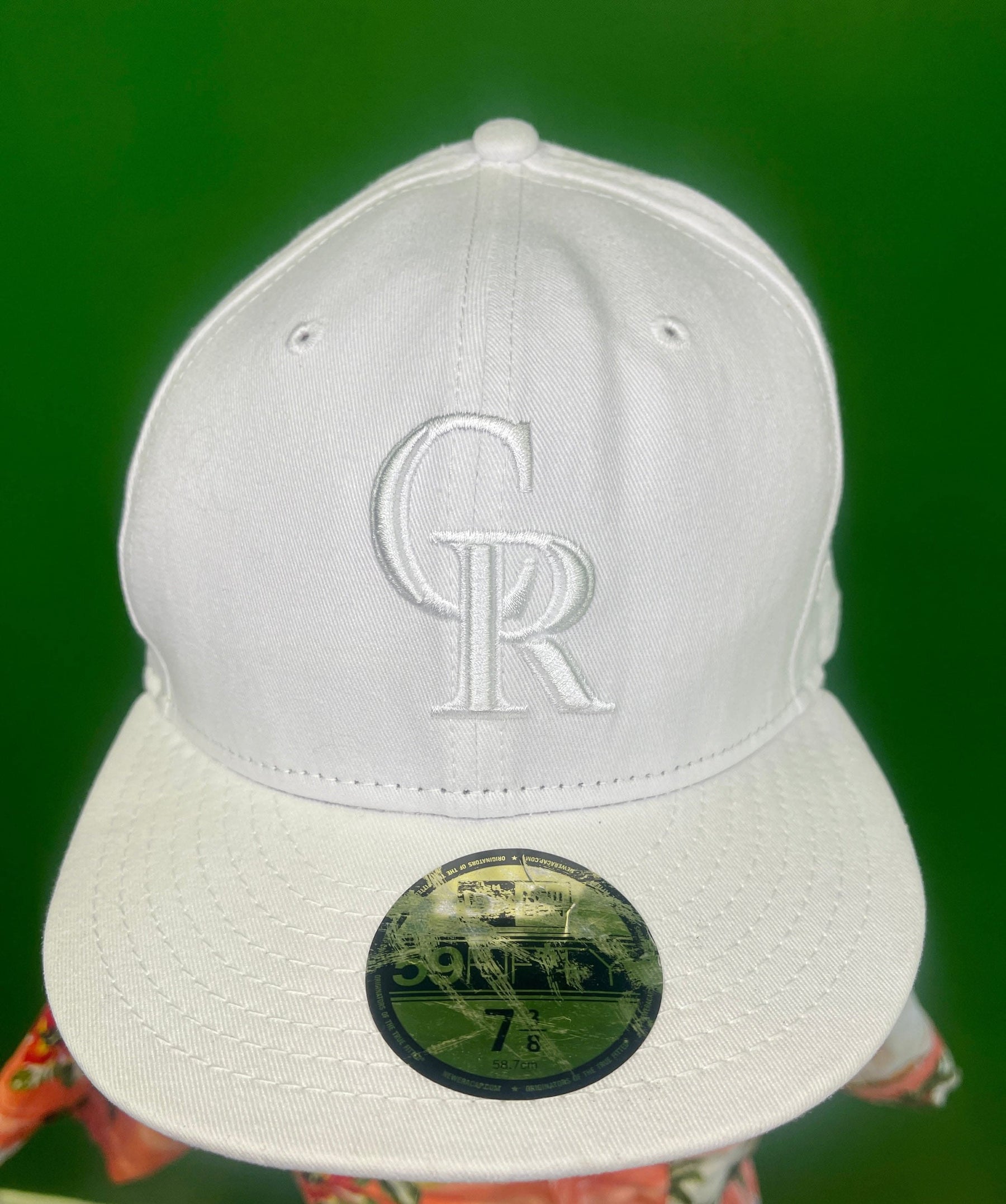 MLB Colorado Rockies New Era 59FIFTY Baseball Cap/Hat All White Size 7-3/8