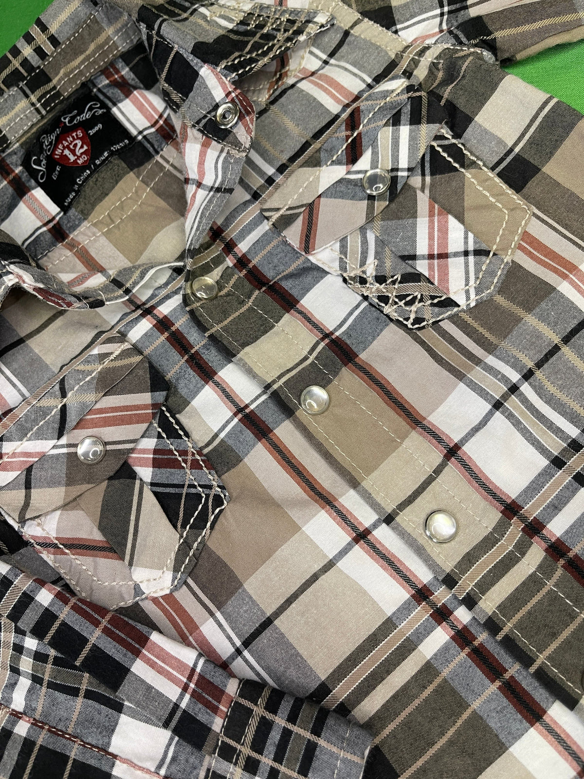 Western Print Cowboy Long Sleeve Plaid Shirt Infant 12 Months