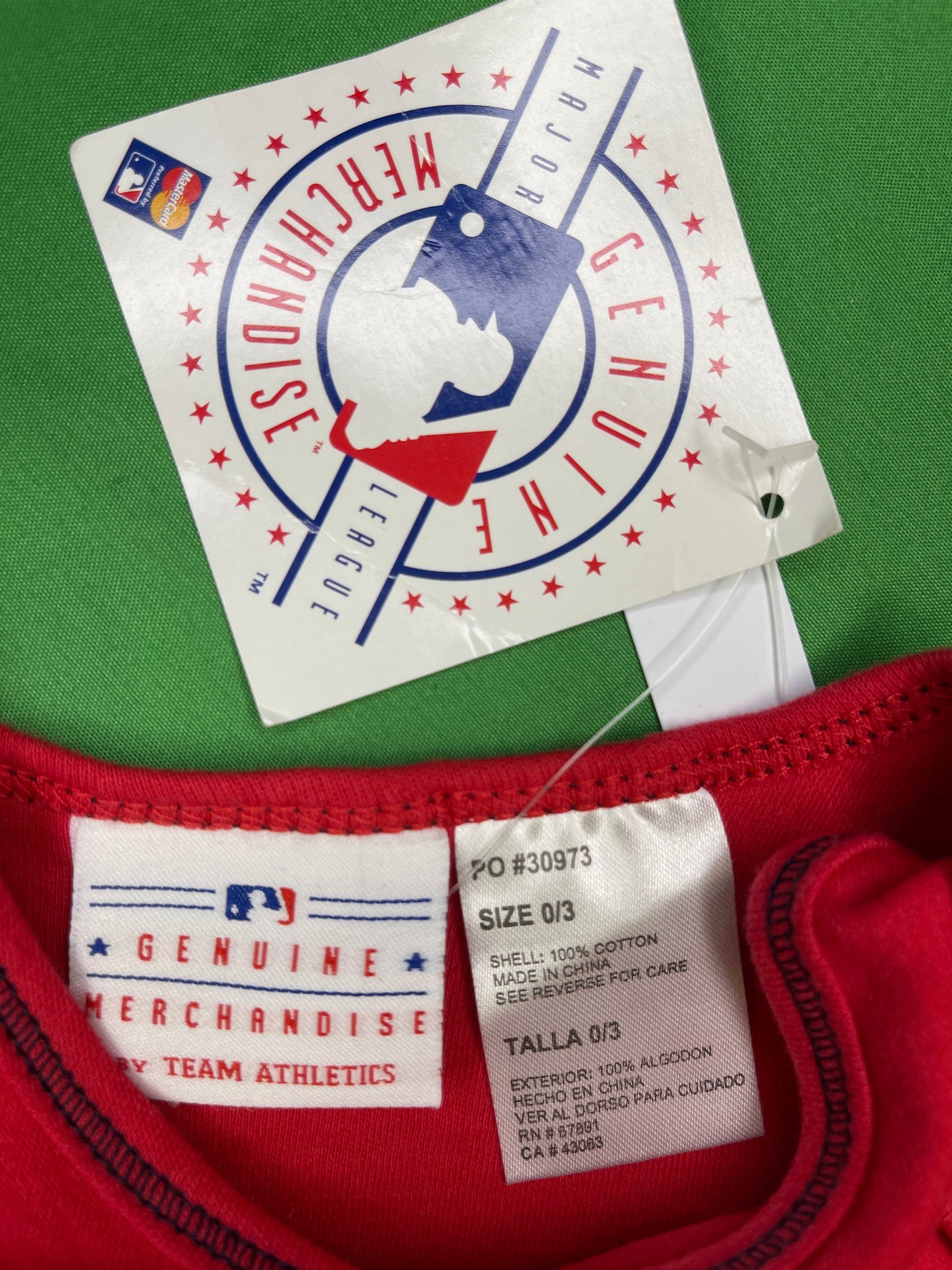 MLB Los Angeles Angels Red Baby Bodysuit/Vest Newborn 0-3 Months NWT
