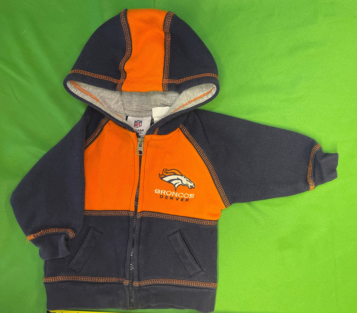 NFL Denver Broncos Colour Blocked Full Zip Hoodie Infant Baby 12 Months