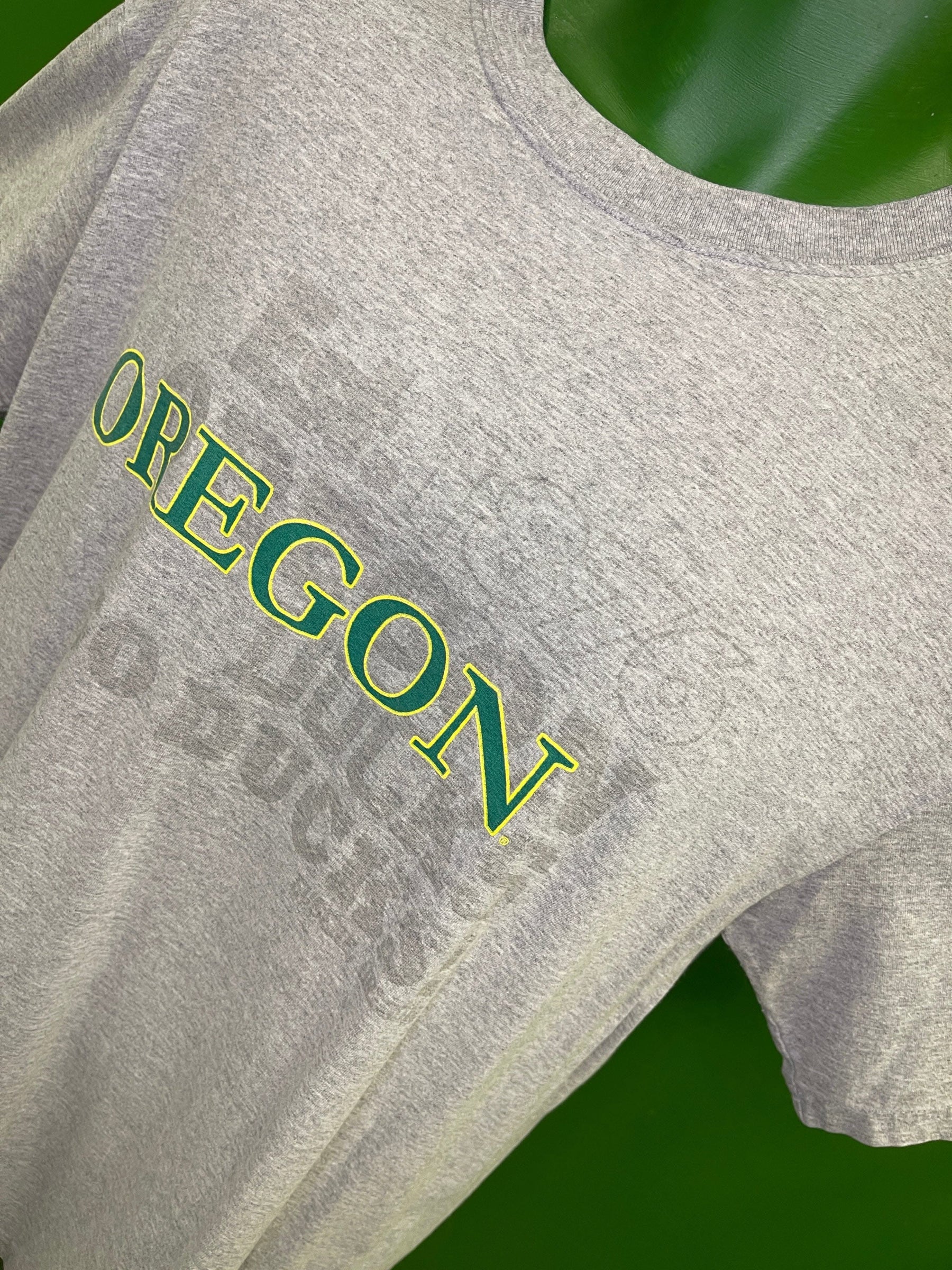 NCAA Oregon Ducks Heathered Light Grey 100% Cotton T-Shirt Men's Large