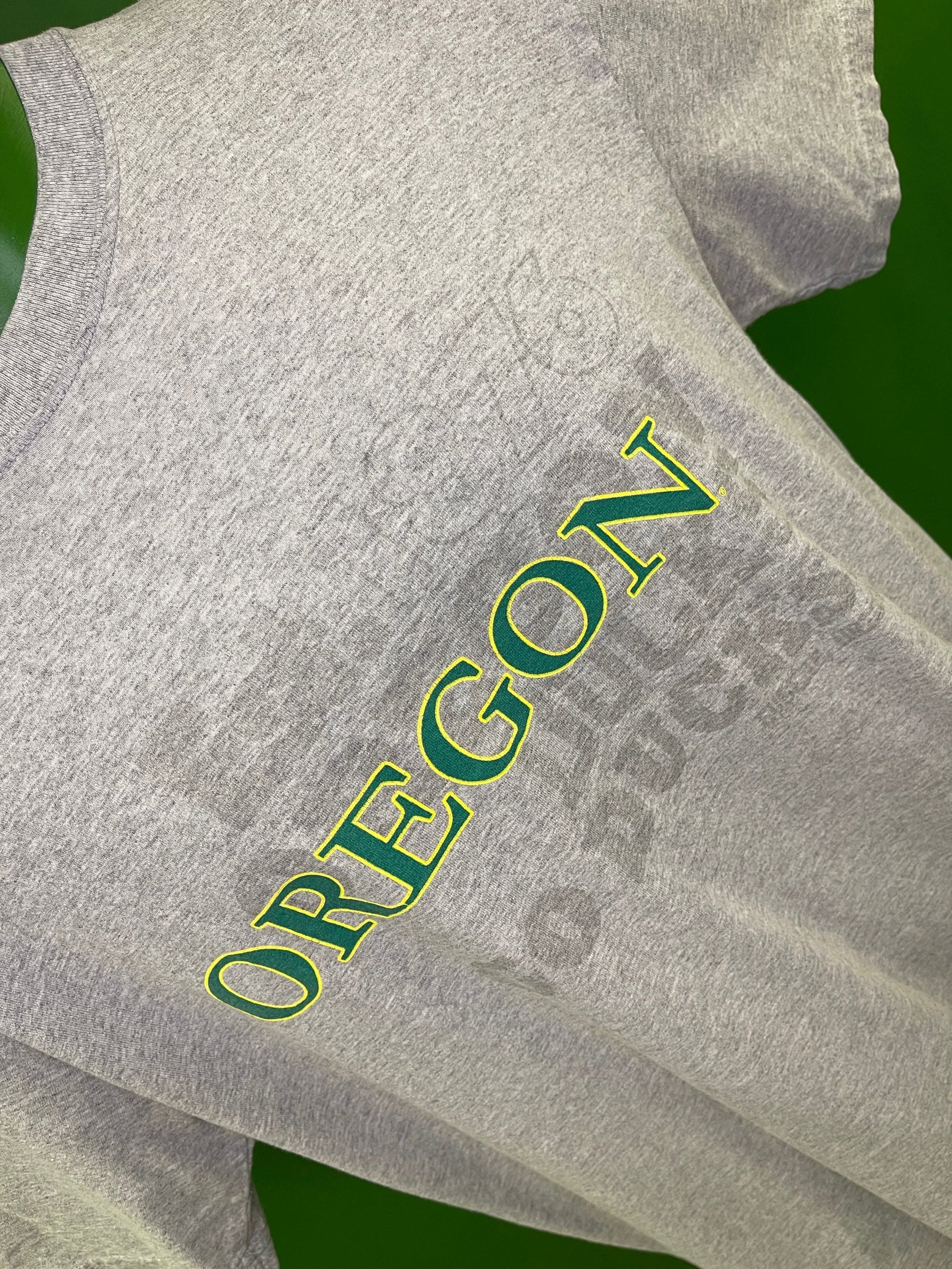 NCAA Oregon Ducks Heathered Light Grey 100% Cotton T-Shirt Men's Large