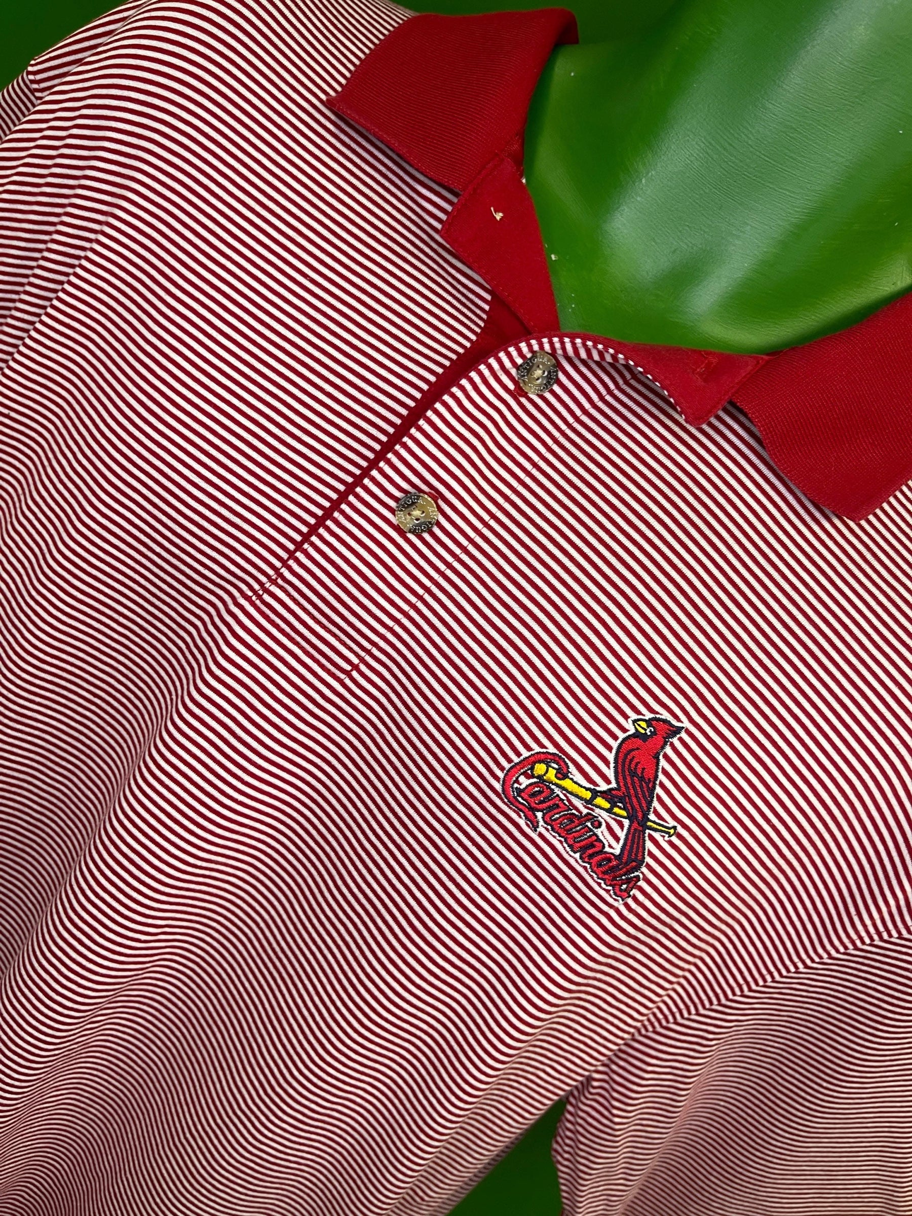MLB St Louis Cardinals Antigua Striped Polo Golf Shirt Men's Large