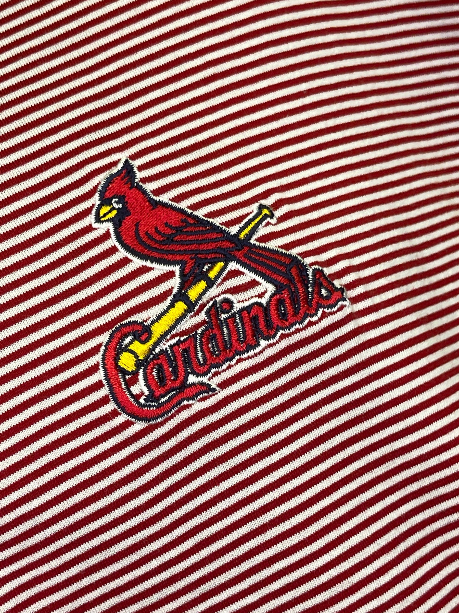 MLB St Louis Cardinals Antigua Striped Polo Golf Shirt Men's Large