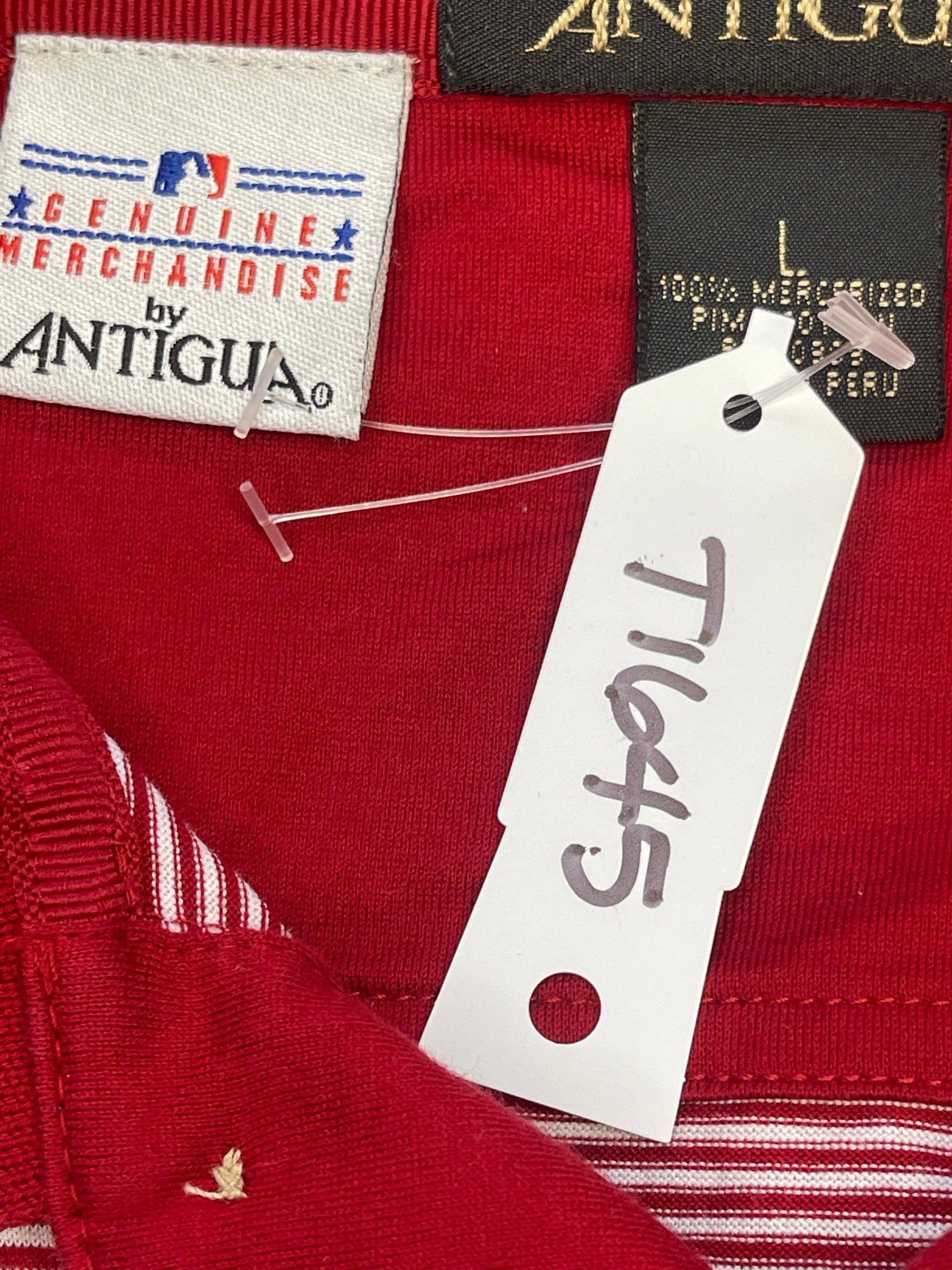 MLB St Louis Cardinals Antigua Striped Polo Golf Shirt Men's Large