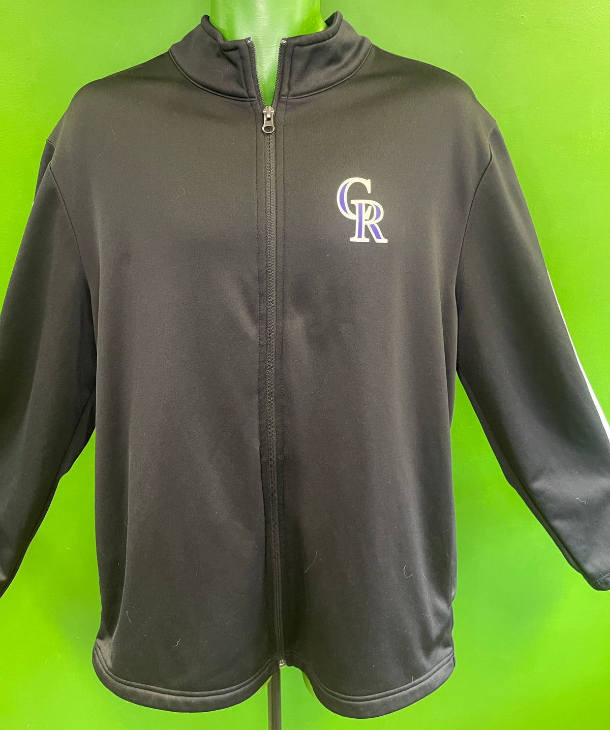 MLB Colorado Rockies Striped Track Full Zip Jacket Men's Large