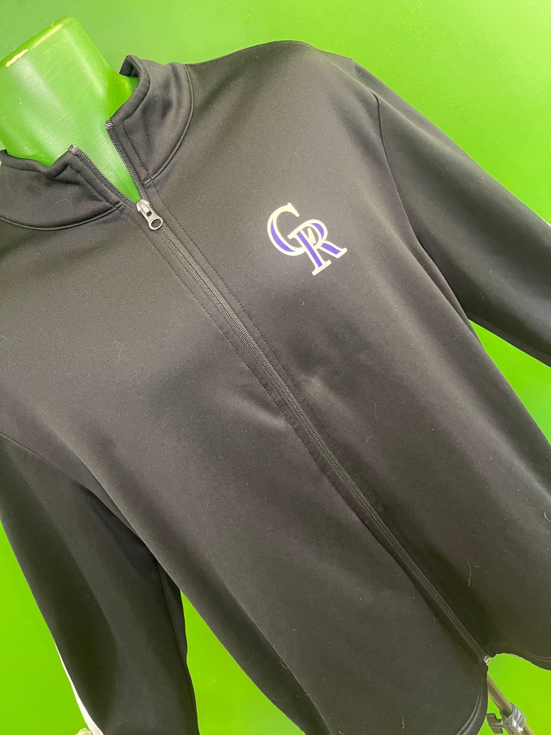 MLB Colorado Rockies Striped Track Full Zip Jacket Men's Large