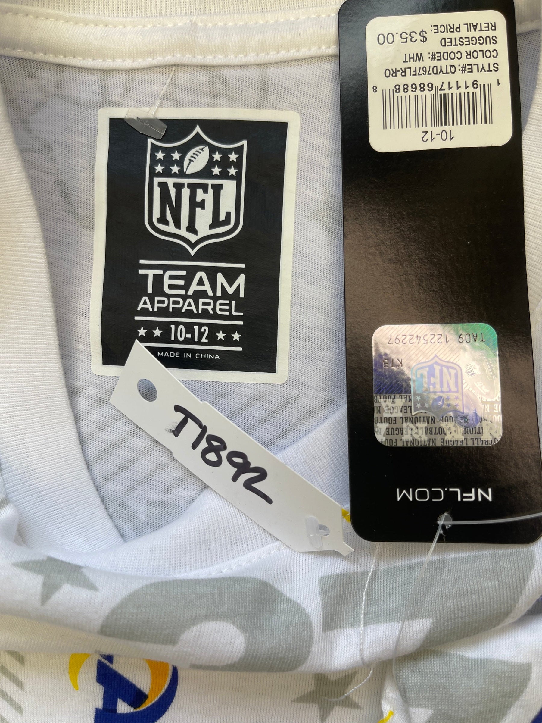 NFL Los Angeles Chargers White Patterned T-Shirt Youth Medium 10-12 NWT