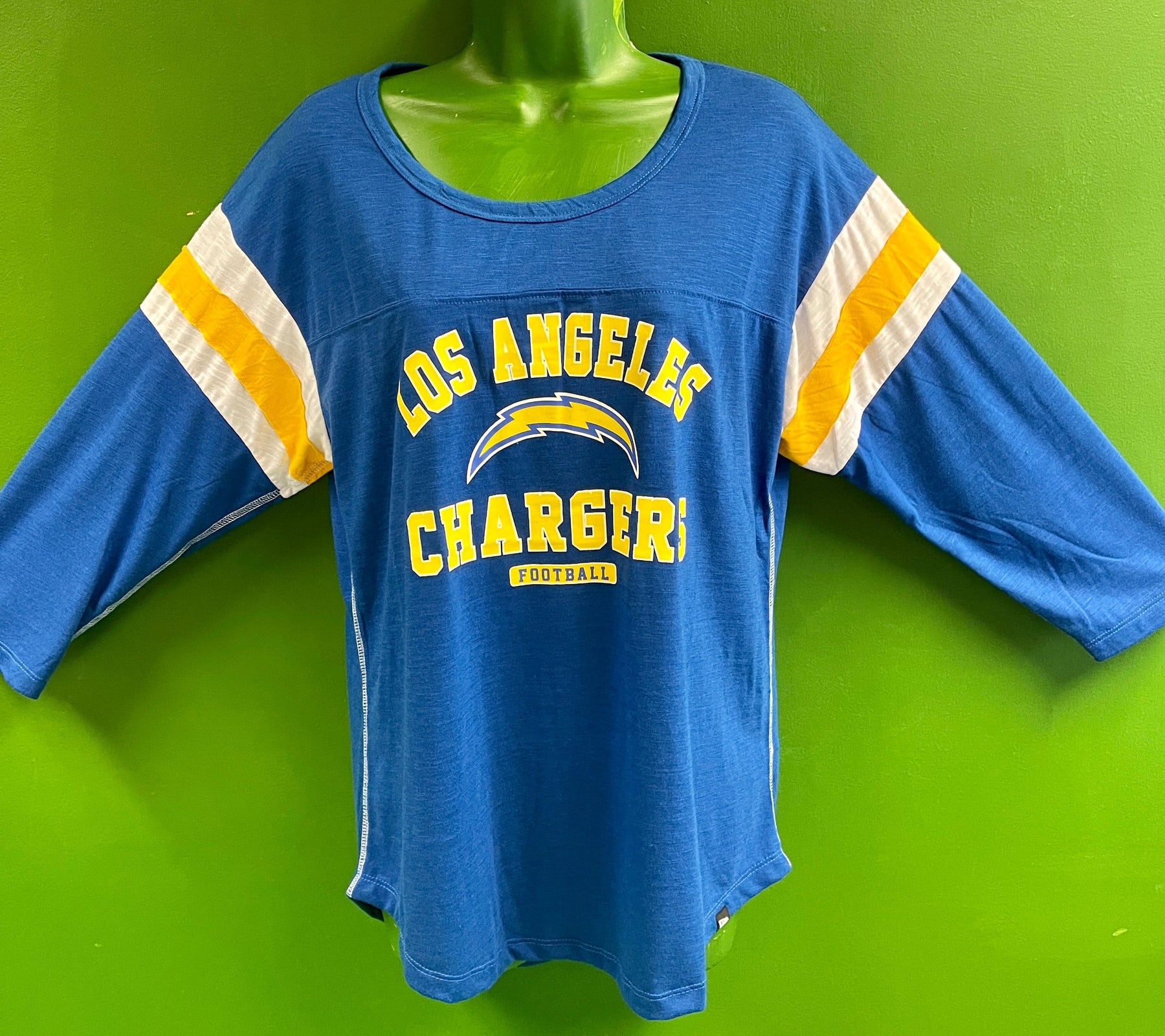 NFL Los Angeles Chargers Striped Sleeve Lightweight Top Women's Large