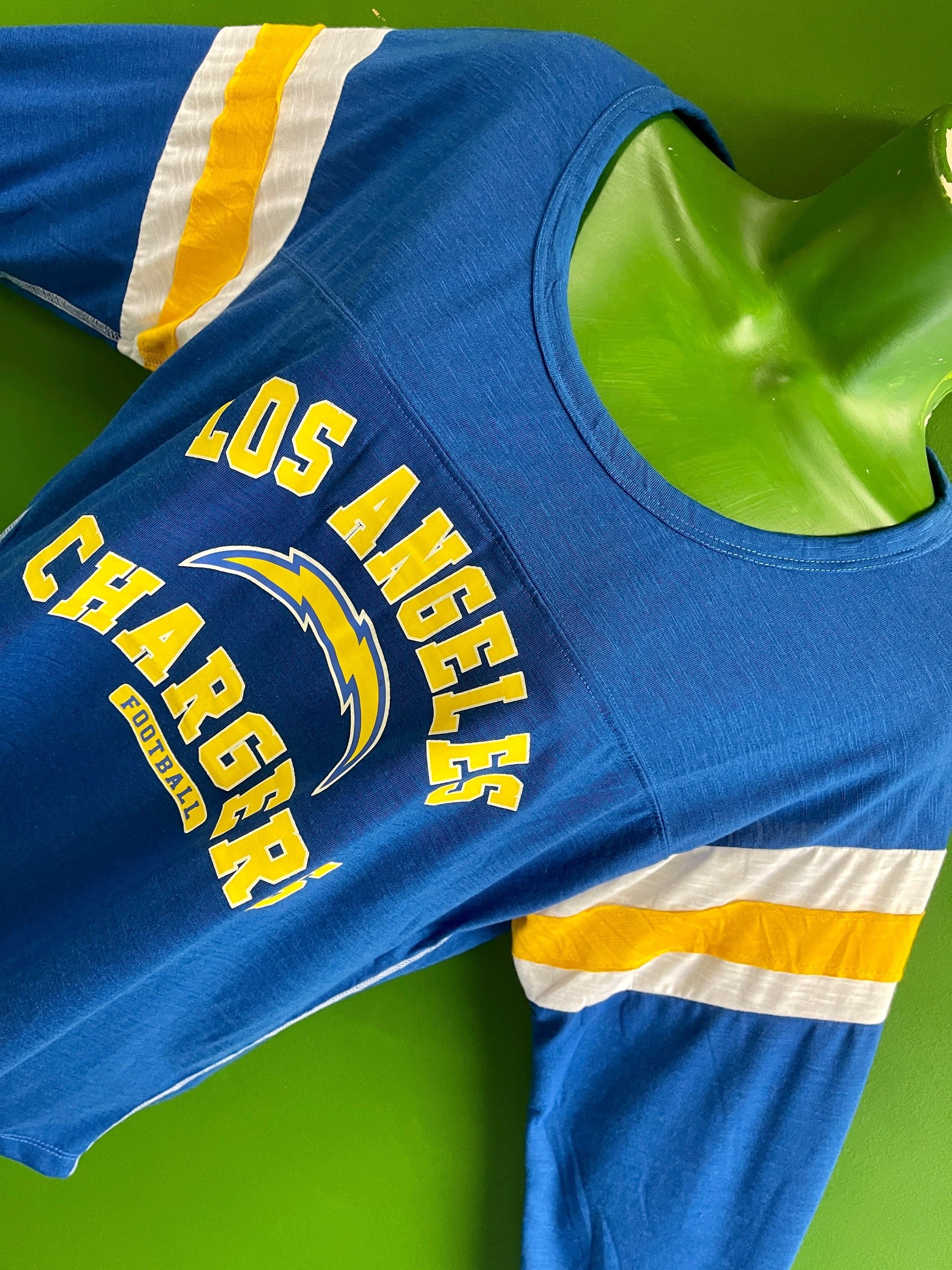 NFL Los Angeles Chargers Striped Sleeve Lightweight Top Women's Large