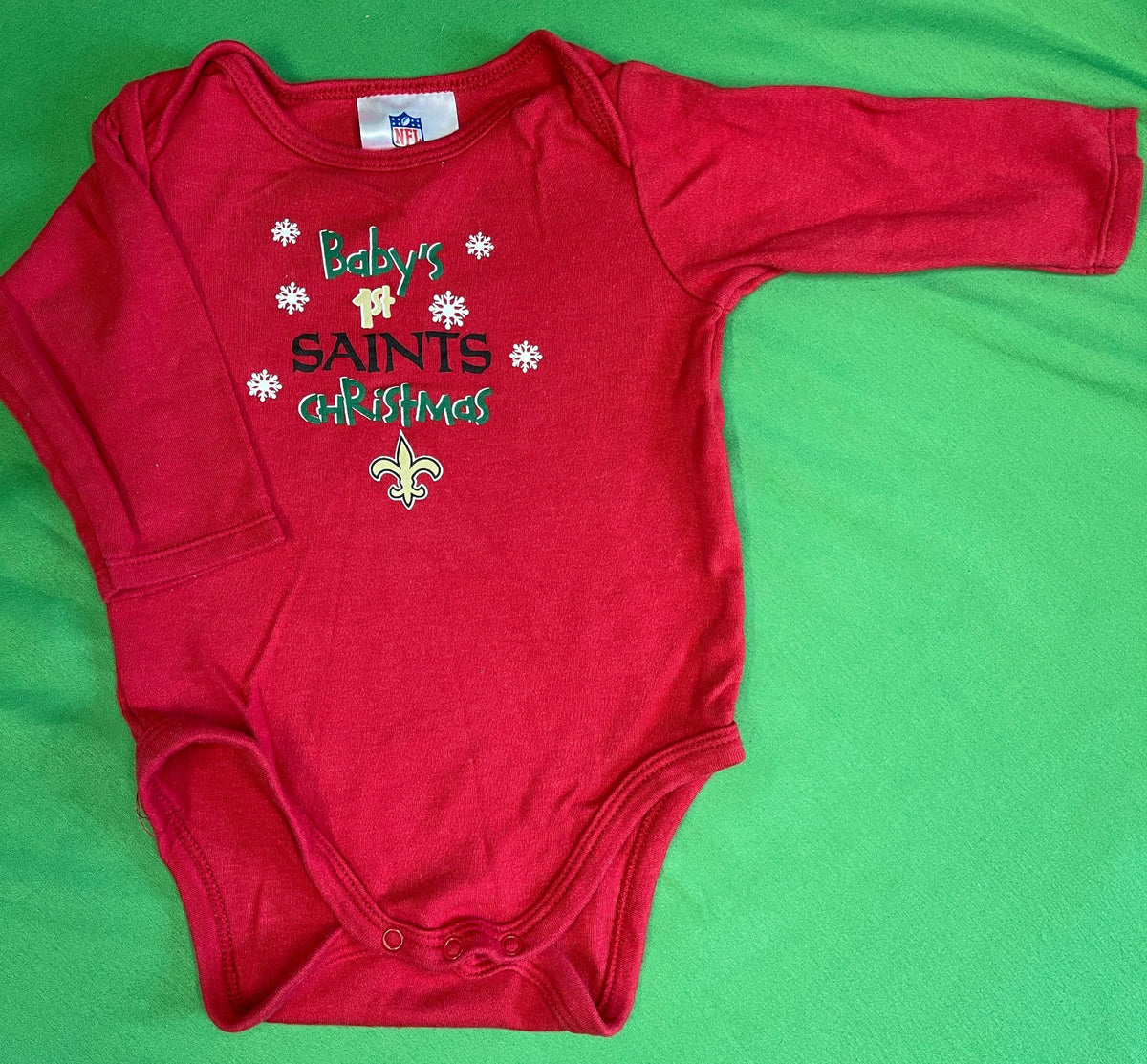 NFL New Orleans Saints L/S Christmas Red Bodysuit 3-6 Months