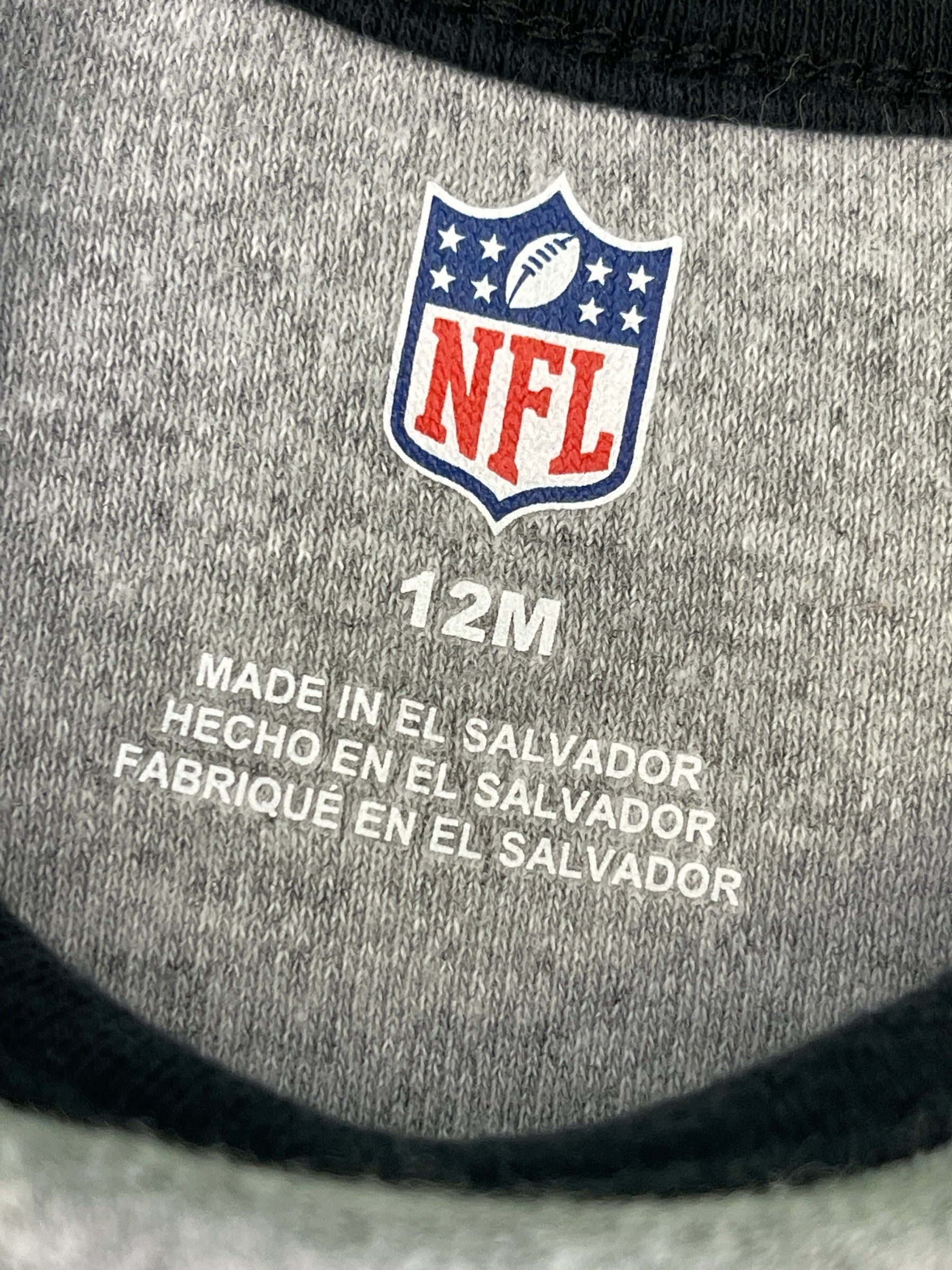NFL Las Vegas Raiders Grey Baby Bodysuit/Vest 12 Months