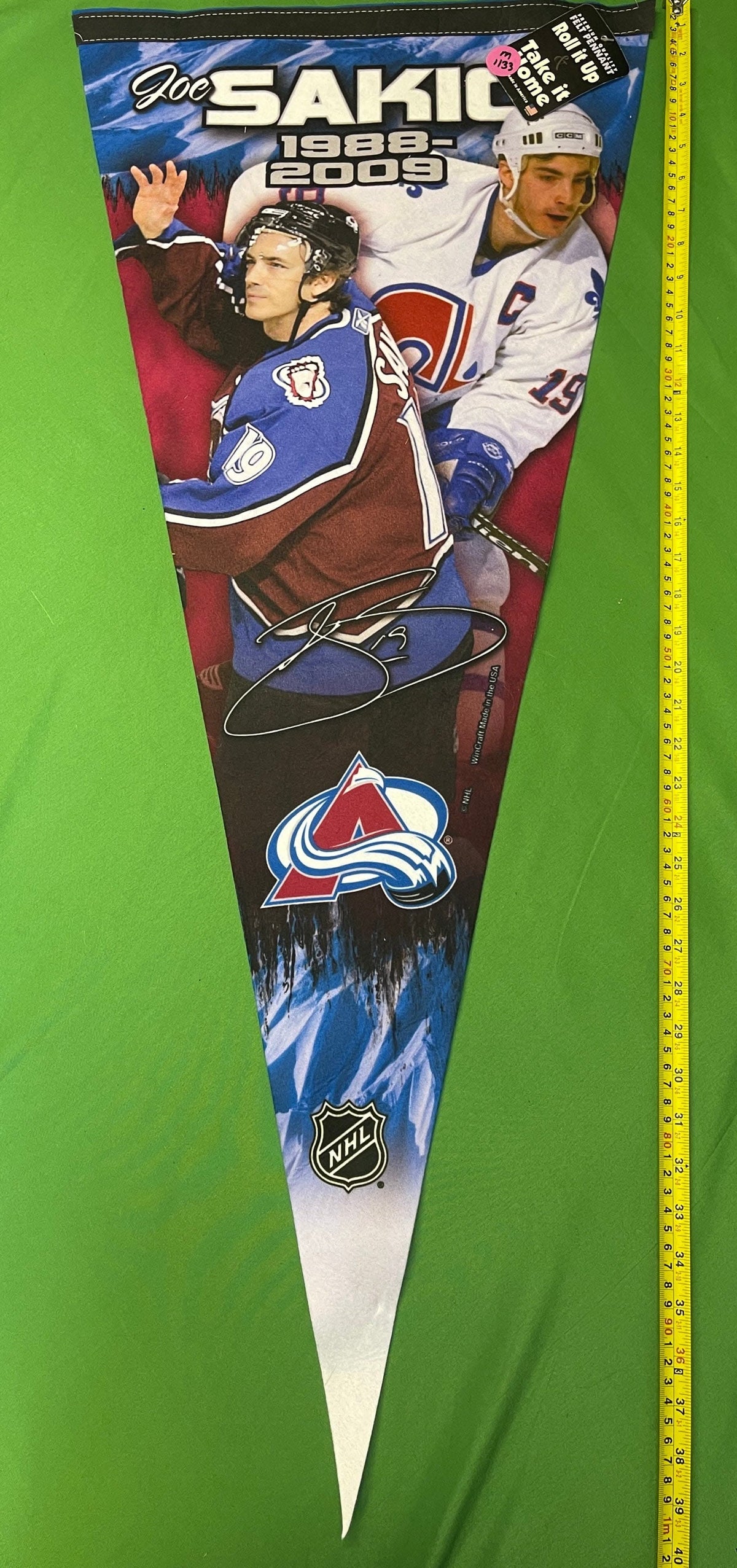 NHL Colorado Avalanche Joe Sakic #19 Commemorative Jumbo Pennant NWT