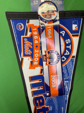 MLB New York Mets Final Season Shea Stadium Pennant/Badge/Sticker Set NWT
