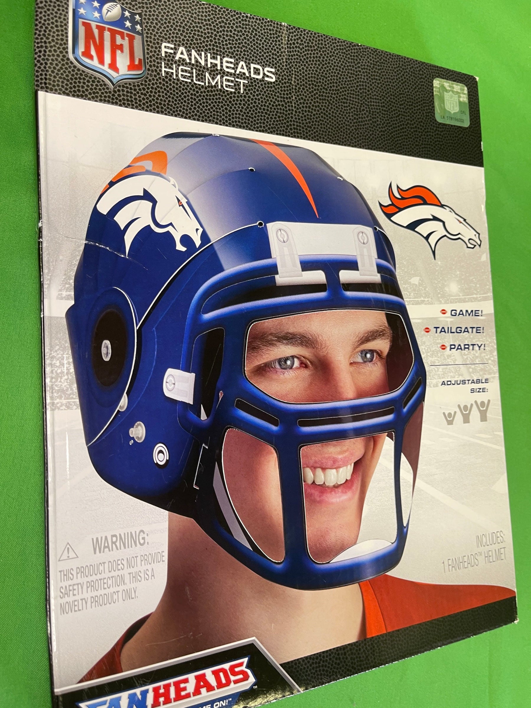 NFL Denver Broncos Fanheads Adjustable Paper Helmet NWT