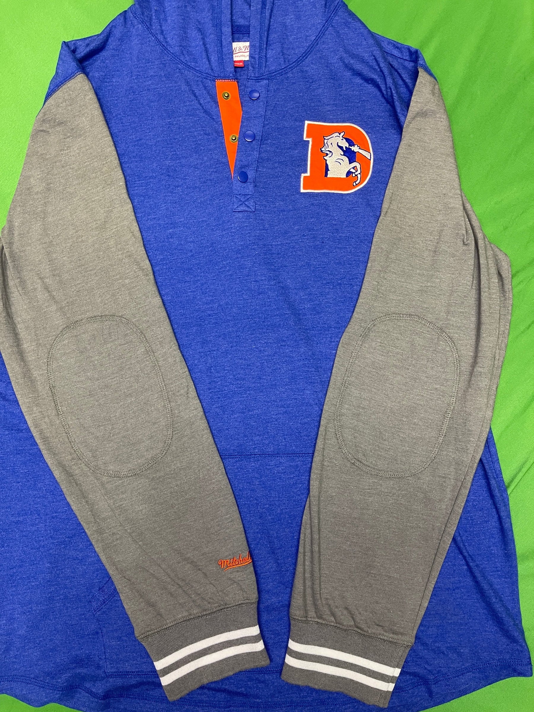 NFL Denver Broncos Mitchell & Ness Retro Logo Thin Pullover Hoodie Men's X-Large