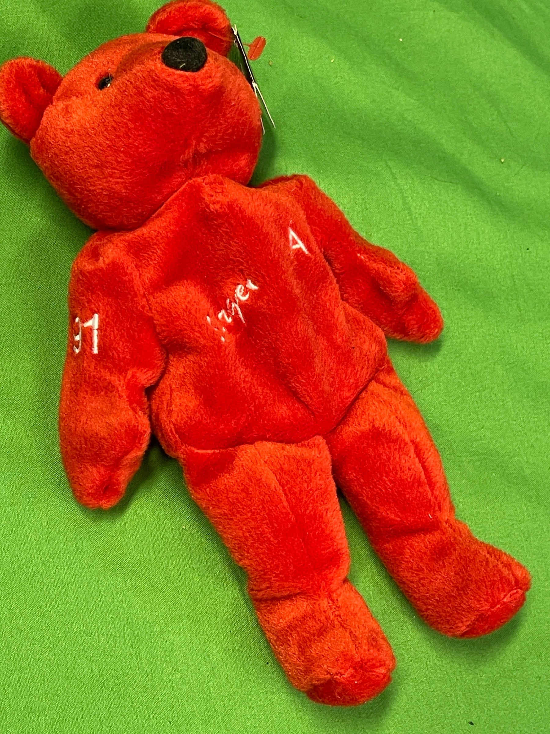 NHL Detroit Red Wings Sergei Fedorov #91 Bamm Beanos Cuddly Toy Beanie NWT