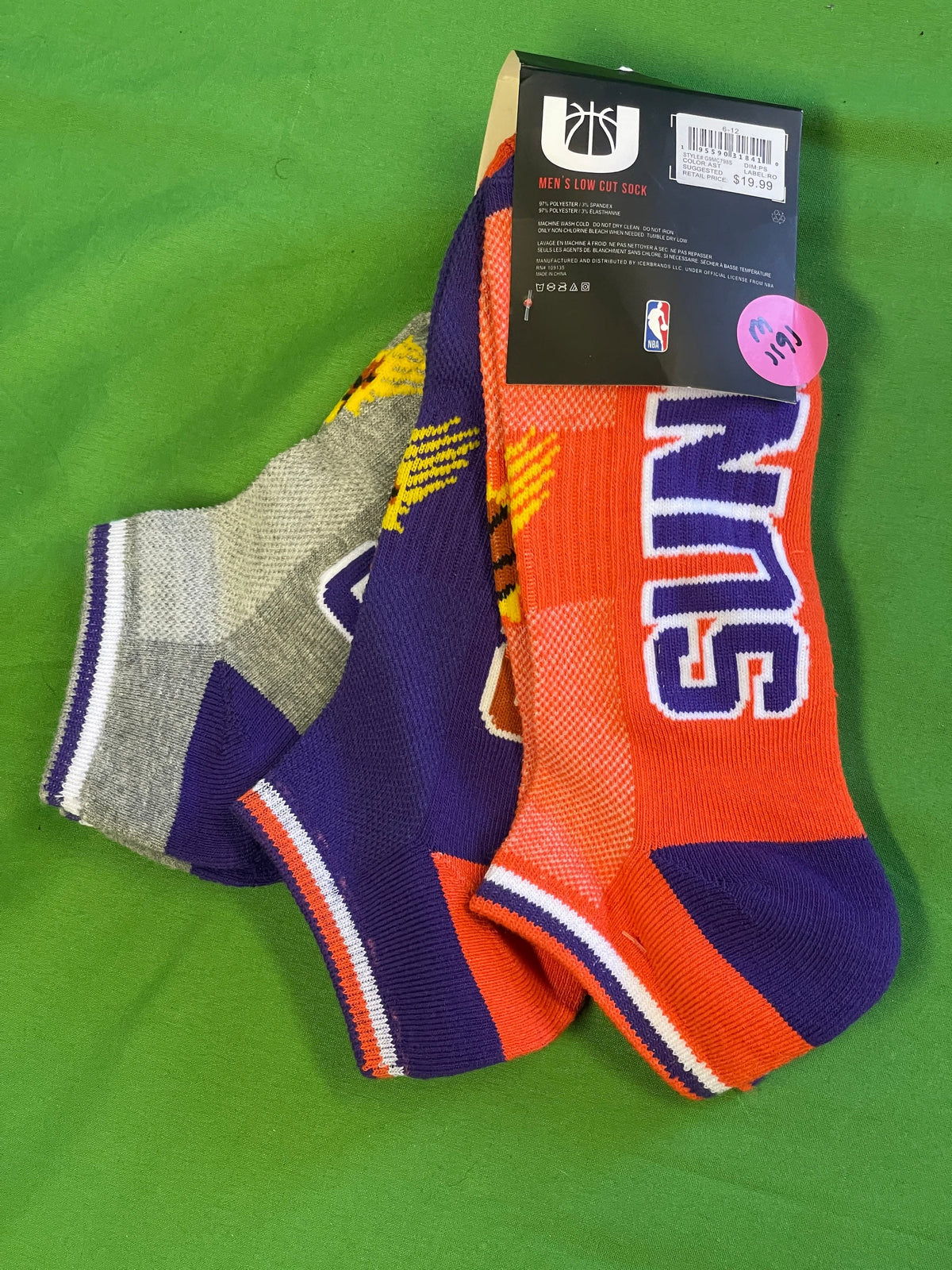 NBA Phoenix Suns Pack of 3 Low-Cut Trainer Socks Men's Shoe Size 5-11 NWT