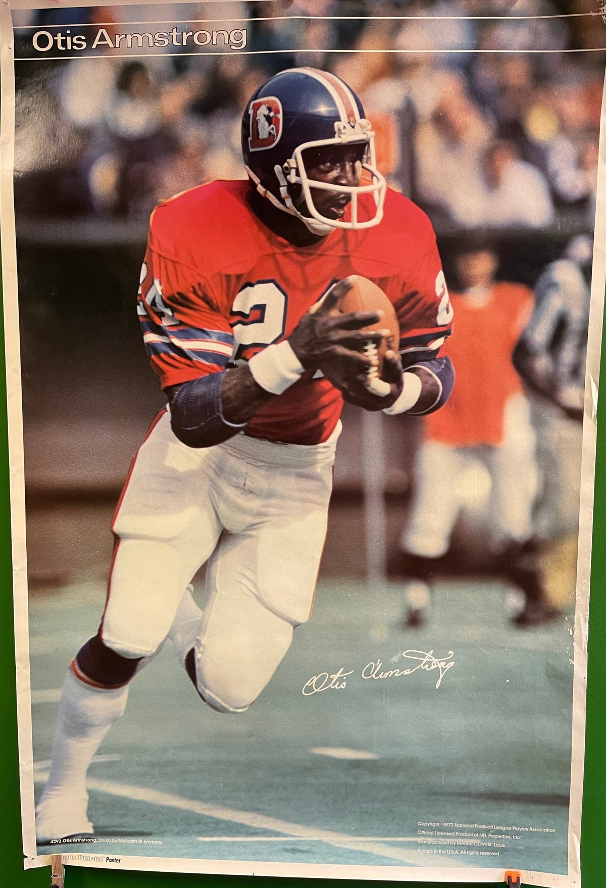 NFL Denver Broncos Otis Armstrong #24 Vintage 1977 Poster