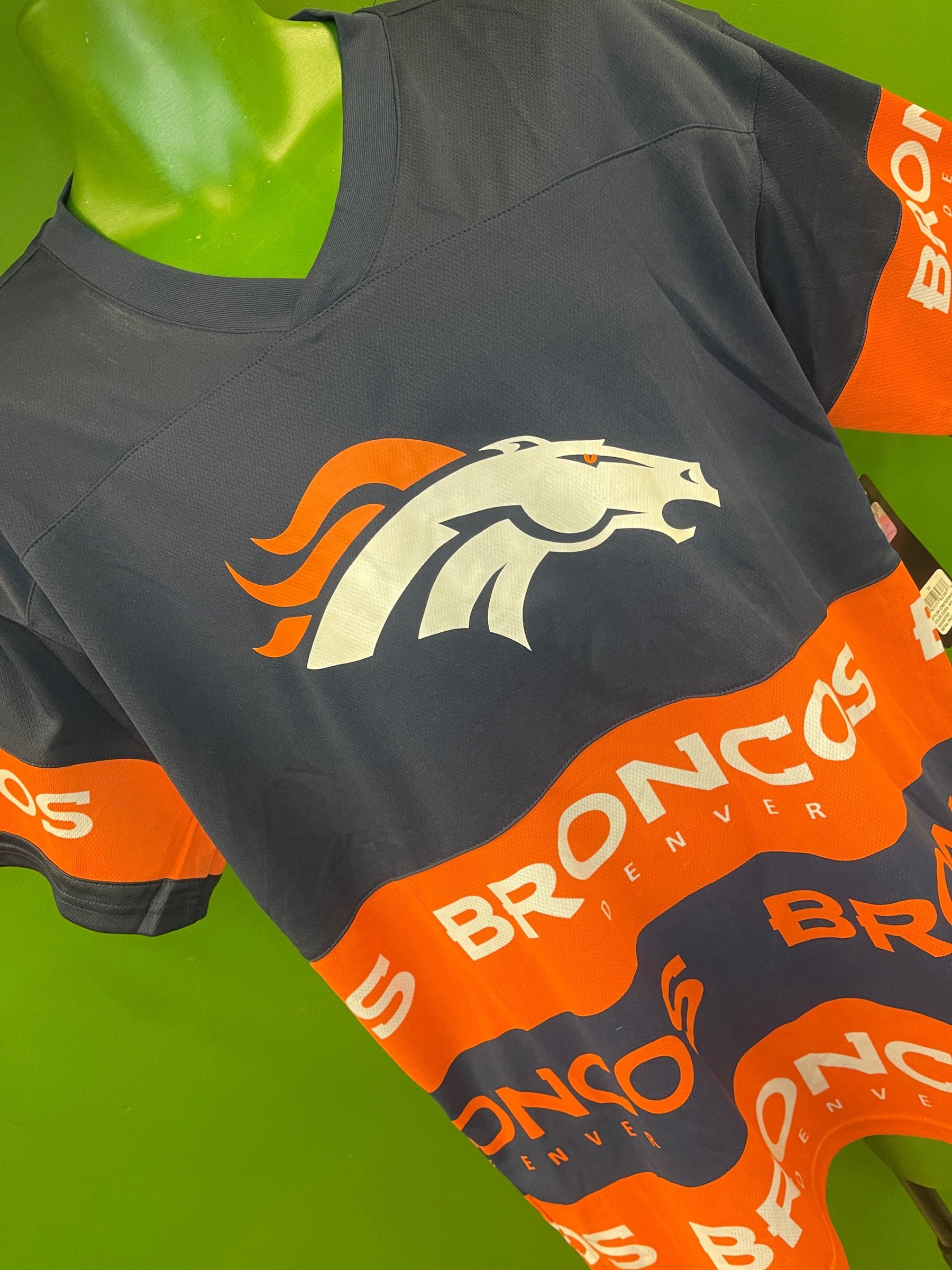 NFL Denver Broncos Orange & Blue Logo Jersey Top Men's Medium NWT