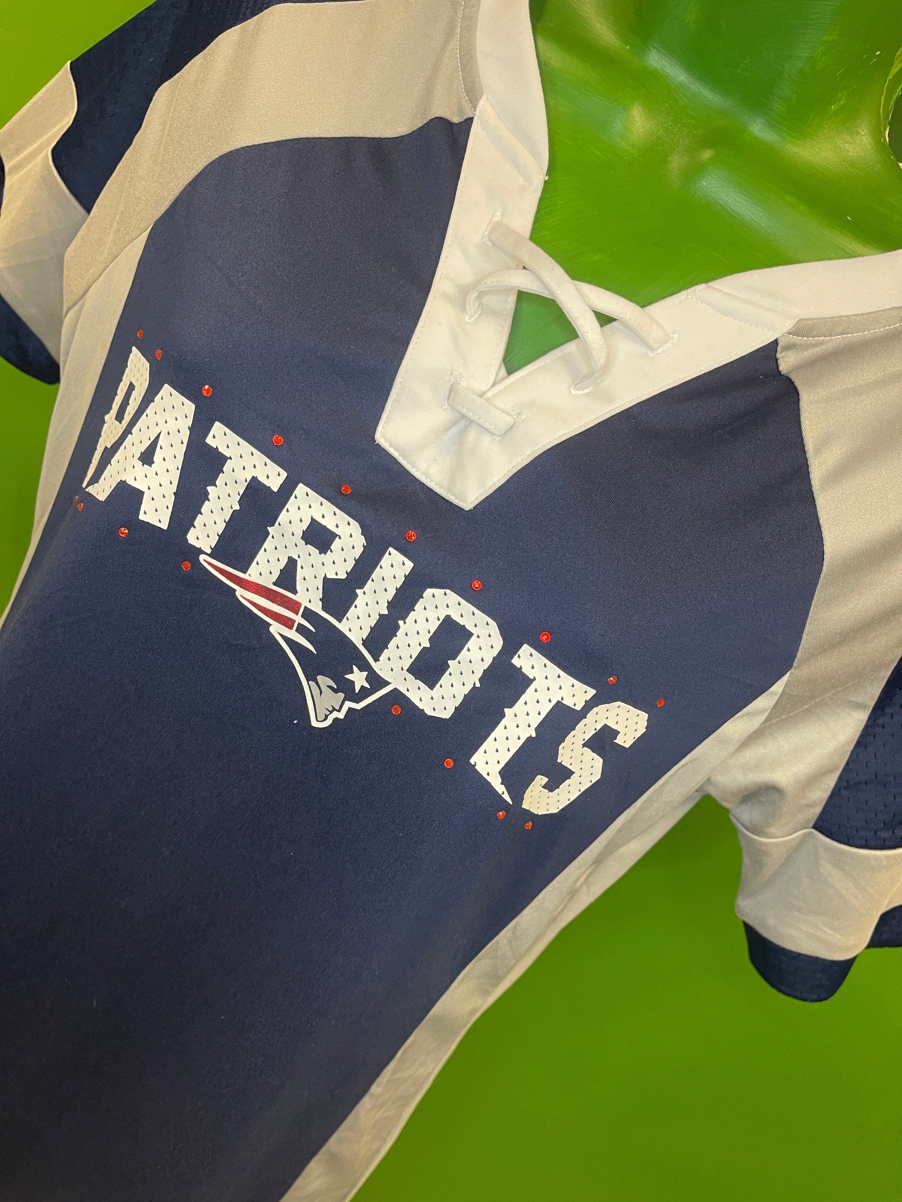 NFL New England Patriots Majestic Lace-Up Jersey-Style Top Women's Small