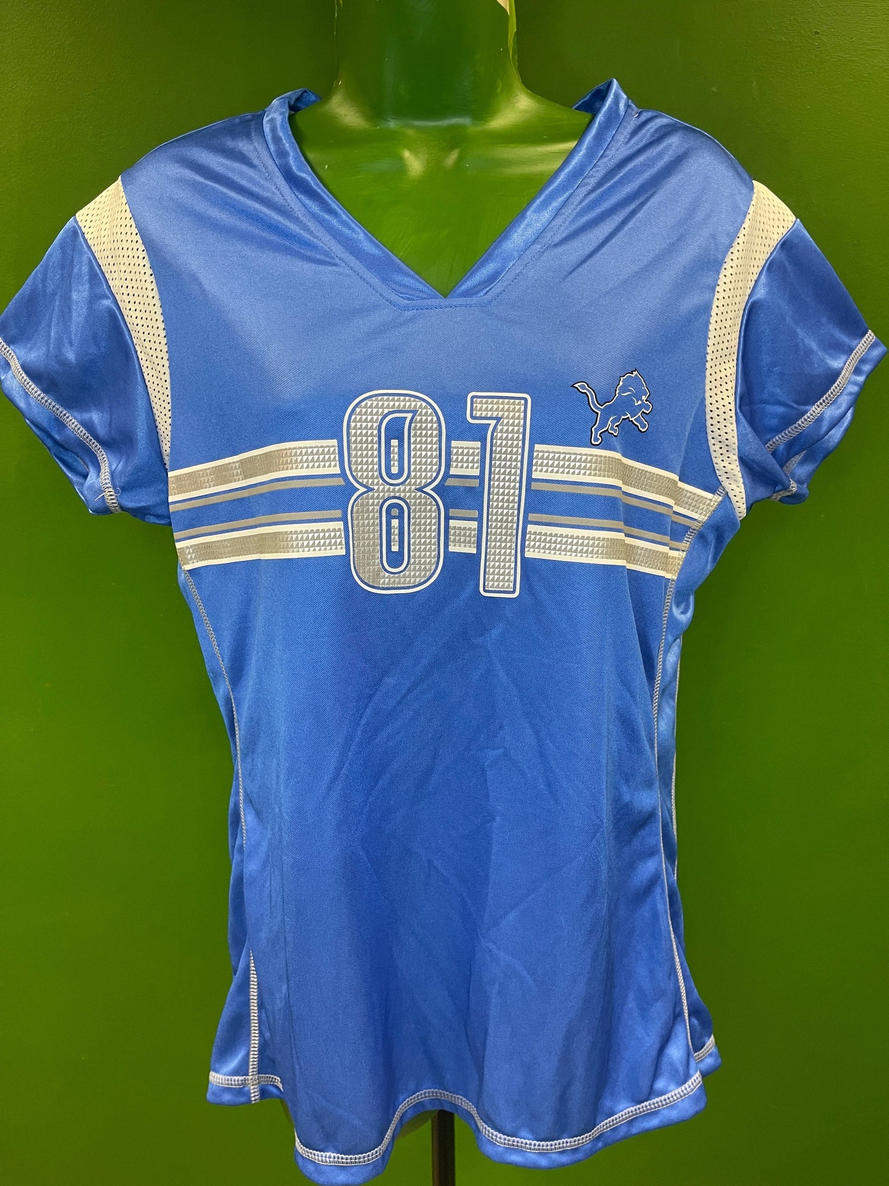 NFL Detroit Lions Calvin Johnson #81 Silver-Patterned Jersey Women's Large
