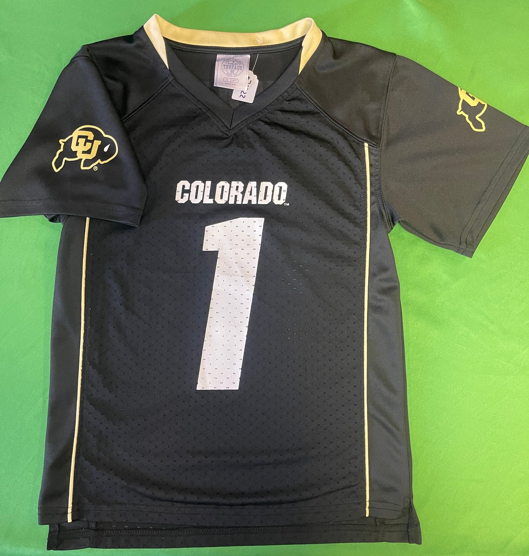 NCAA Colorado Buffaloes #1 Black Jersey Youth Small 6-7