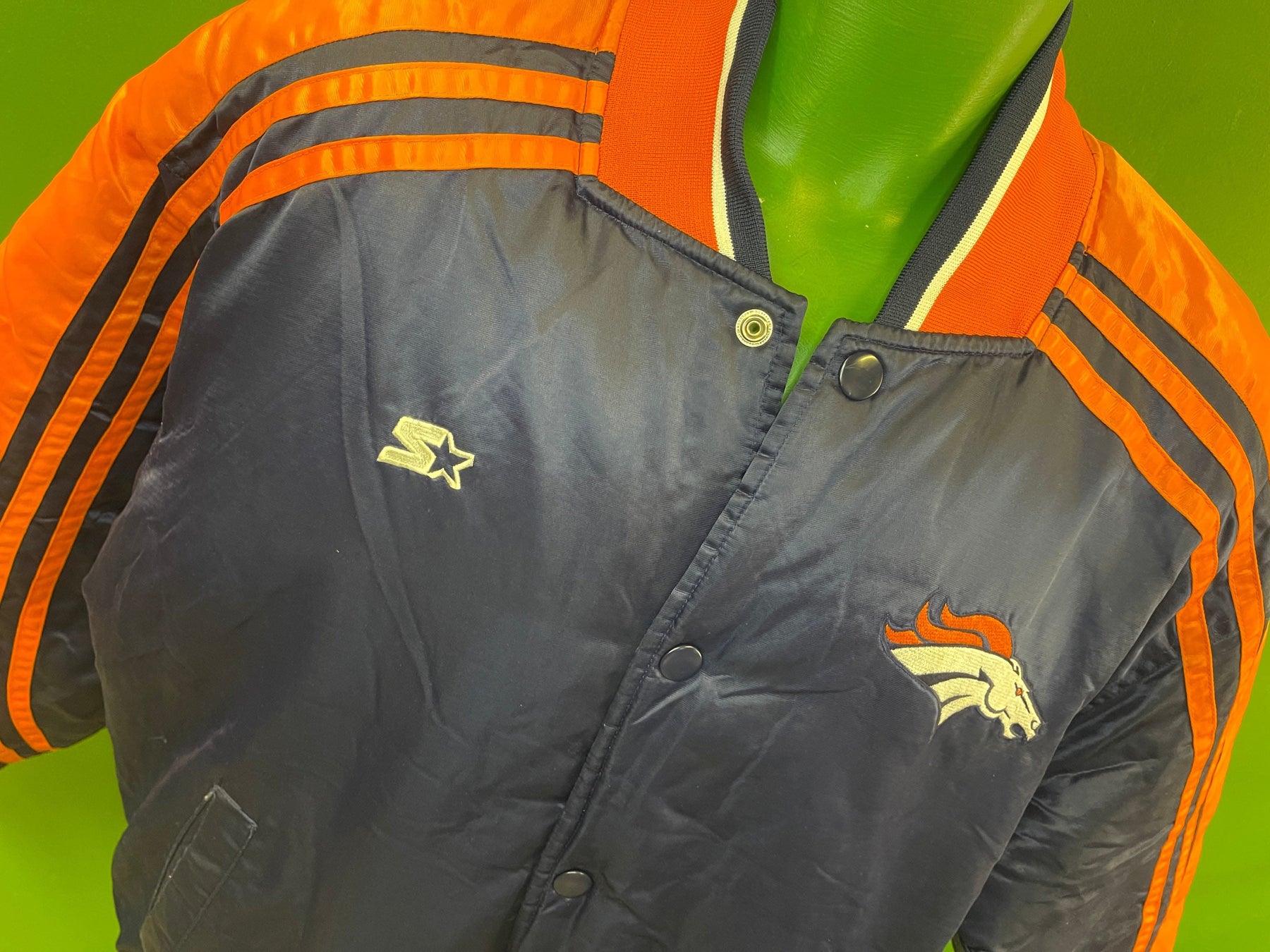 NFL Denver Broncos ProLine Starter Vintage Satin Quilted Bomber Jacket Men's Medium