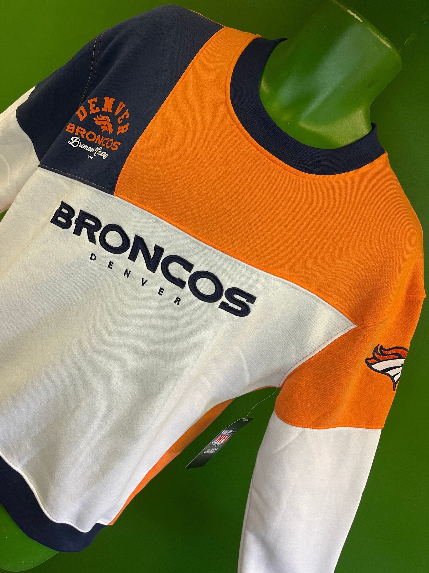 NFL Denver Broncos Colourblock Pullover Sweatshirt Men's Large NWT