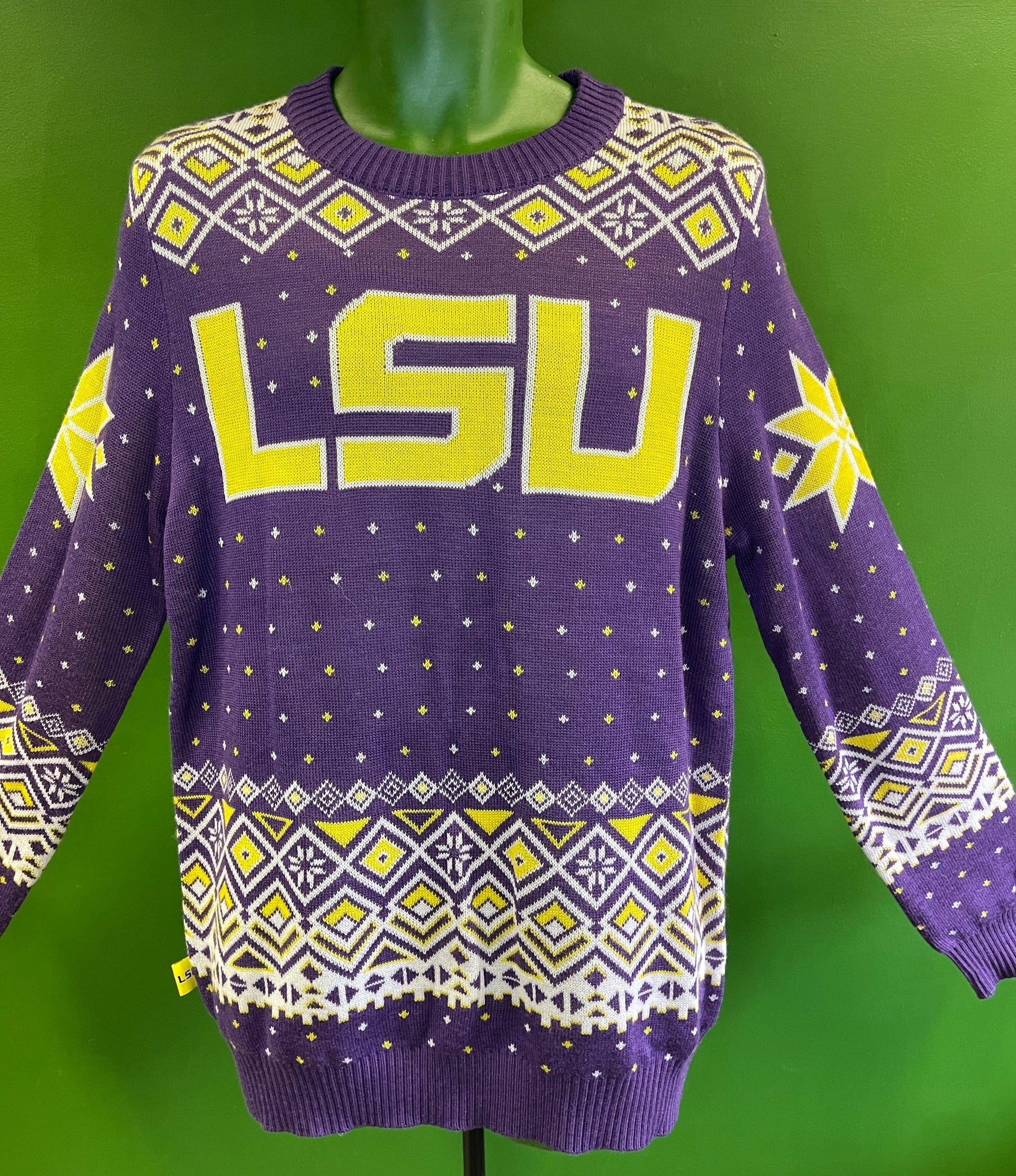 NCAA Louisiana State LSU Tigers "Ugly" Christmas/Winter Jumper Men's Large
