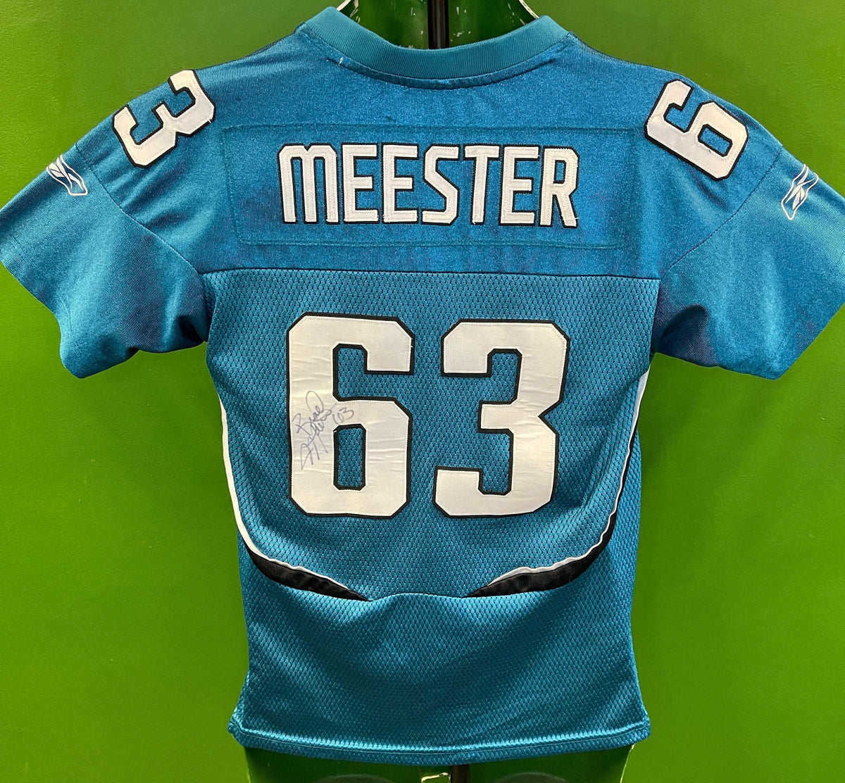 NFL Jacksonville Jaguars Meester #63 Vtg SIGNED Jersey Youth Medium 10-12